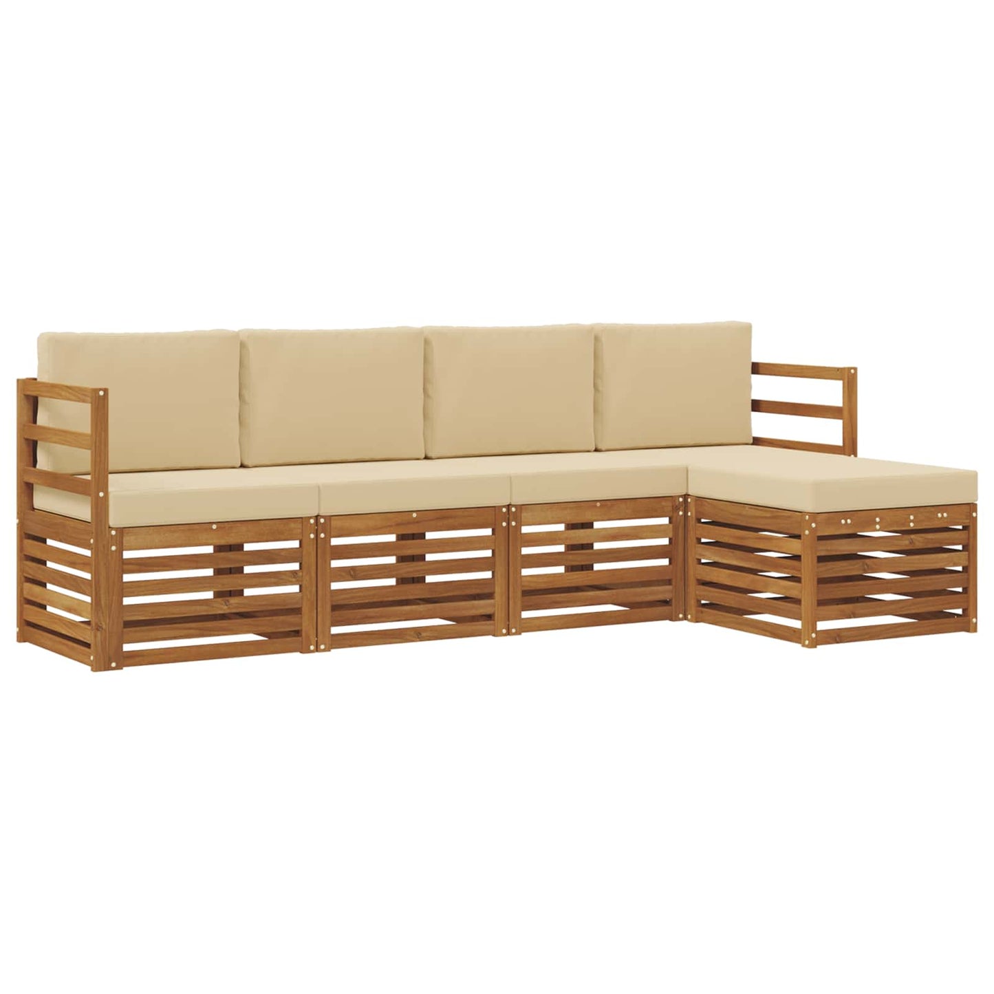 vidaXL Σειρά Καναπέ Εξωτερικού με μαξιλάρι 5 pcs Φυσικό και Μπεζ