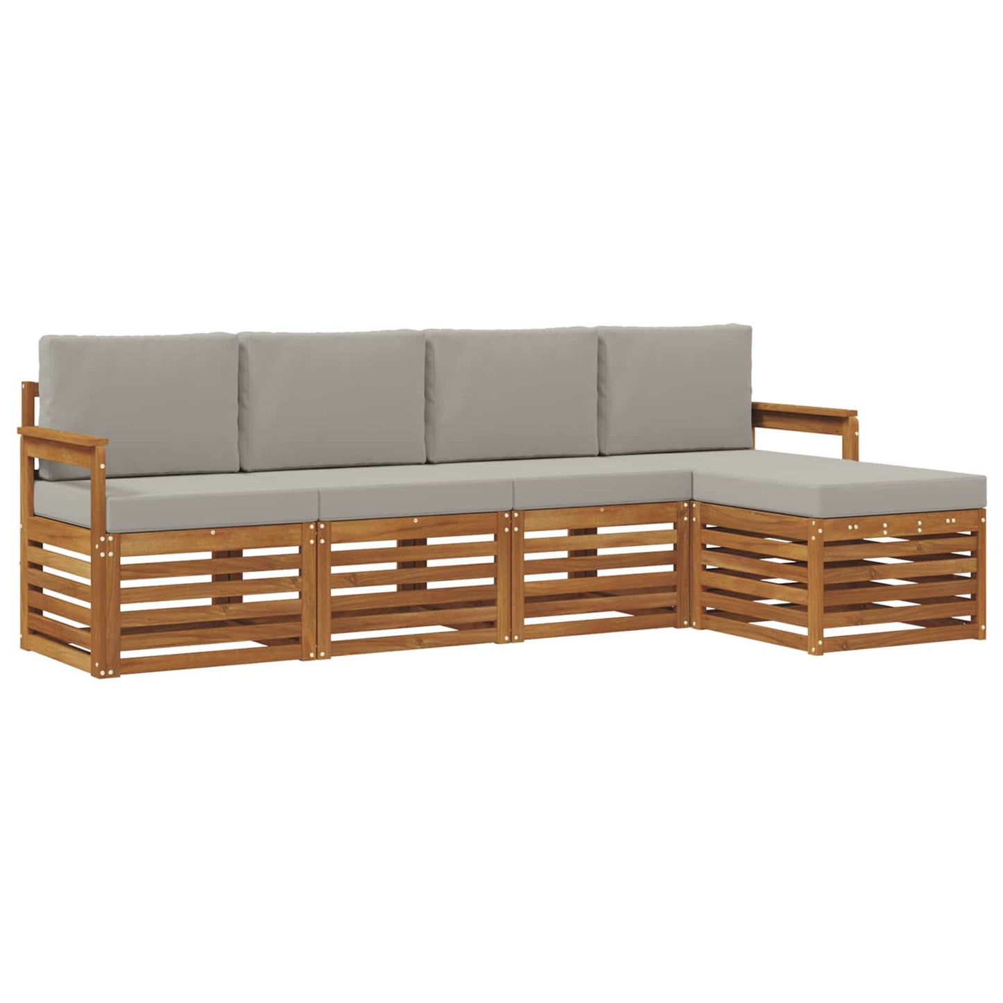 vidaXL Σειρά Καναπέ Εξωτερικού 5 pcs Φυσικό και Ανοιχτό Γκρι