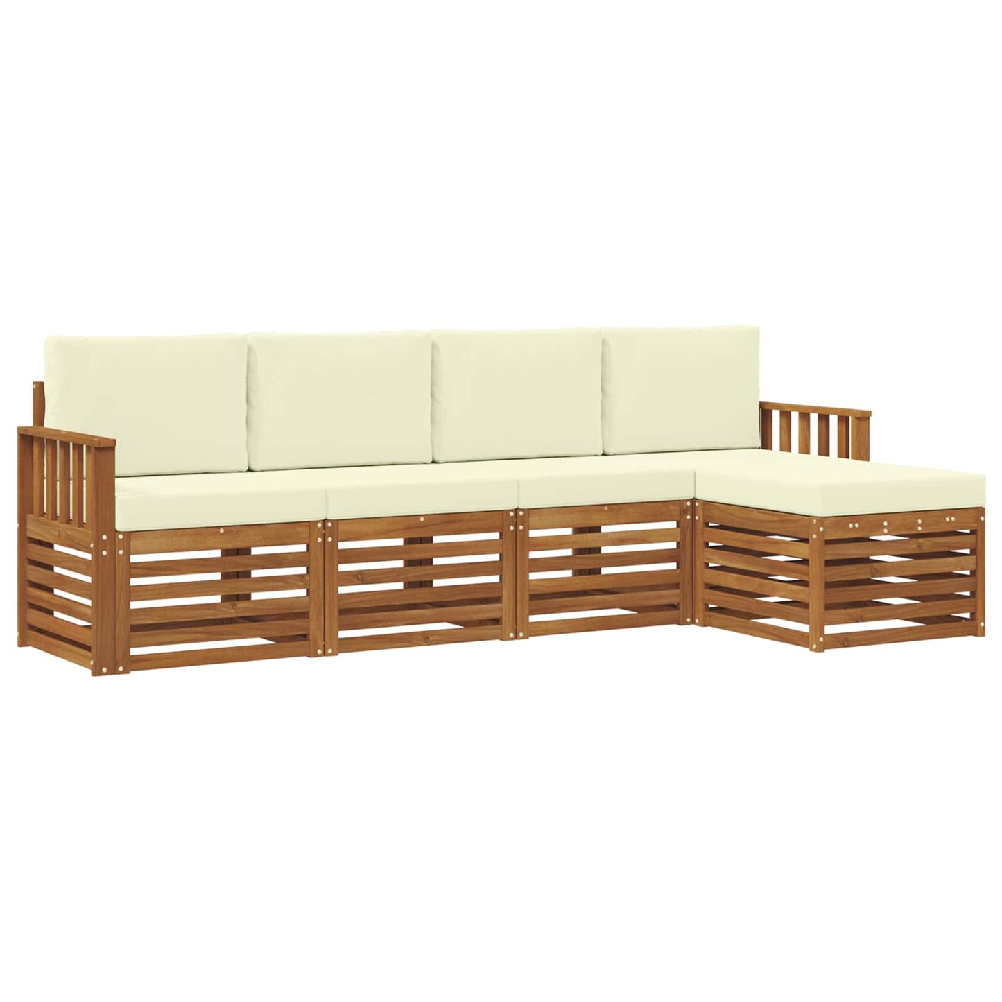 vidaXL Σειρά Καναπέ Εξωτερικού με μαξιλάρι 5 pcs Φυσικό και Κρέμα