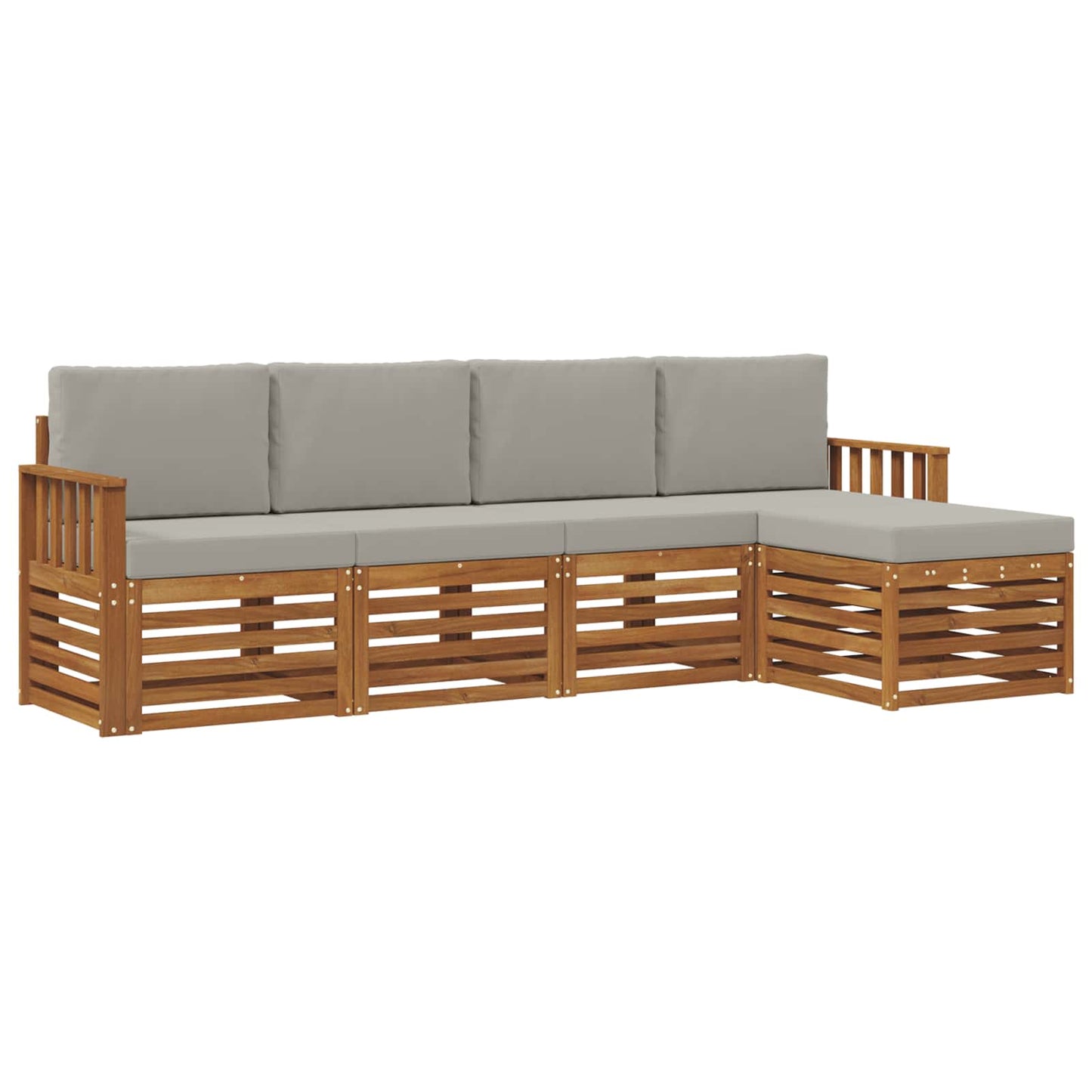 vidaXL Σειρά Καναπέ Εξωτερικού 5 pcs Φυσικό και Ανοιχτό Γκρι