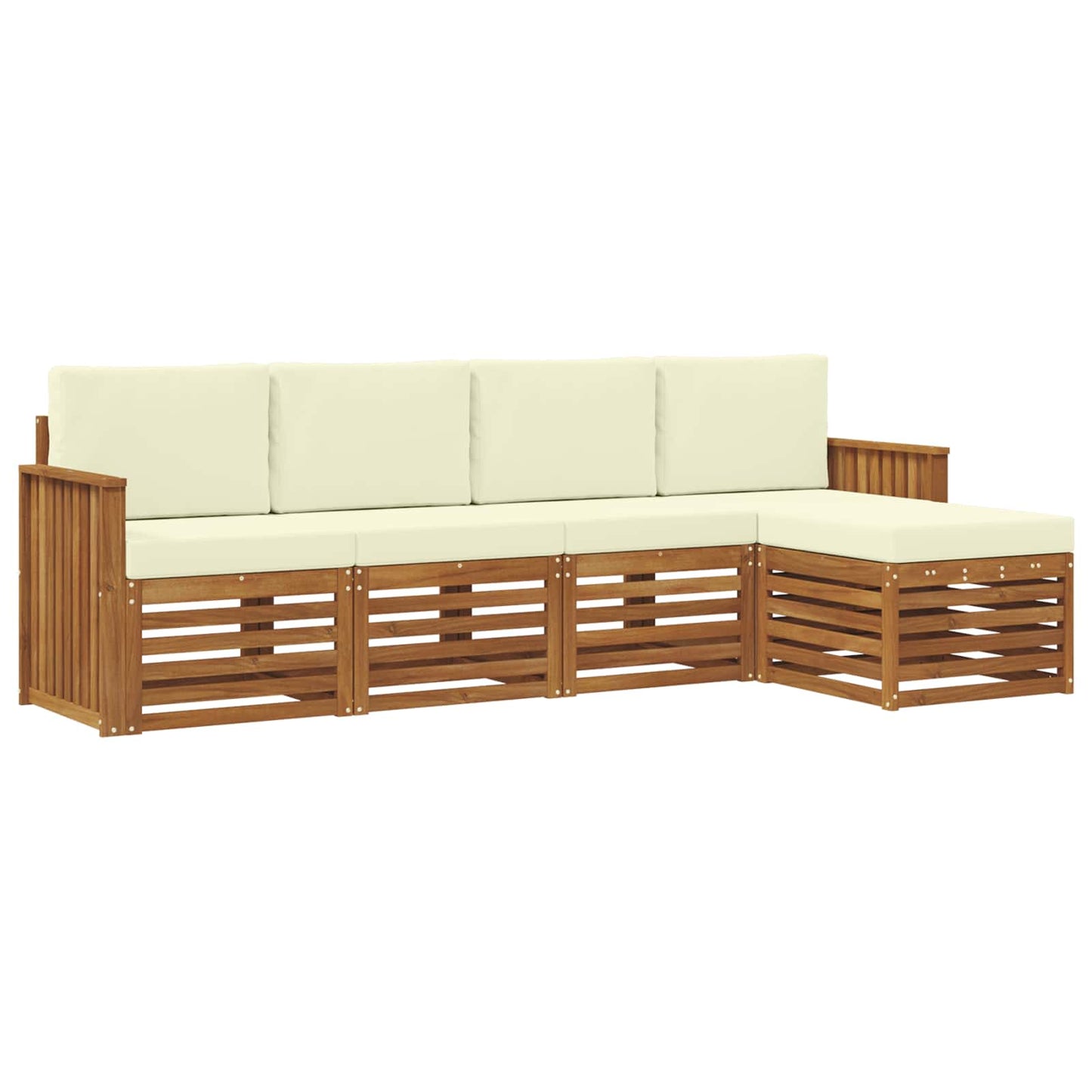 vidaXL Σειρά Καναπέ Εξωτερικού με μαξιλάρι 5 pcs Φυσικό και Κρέμα
