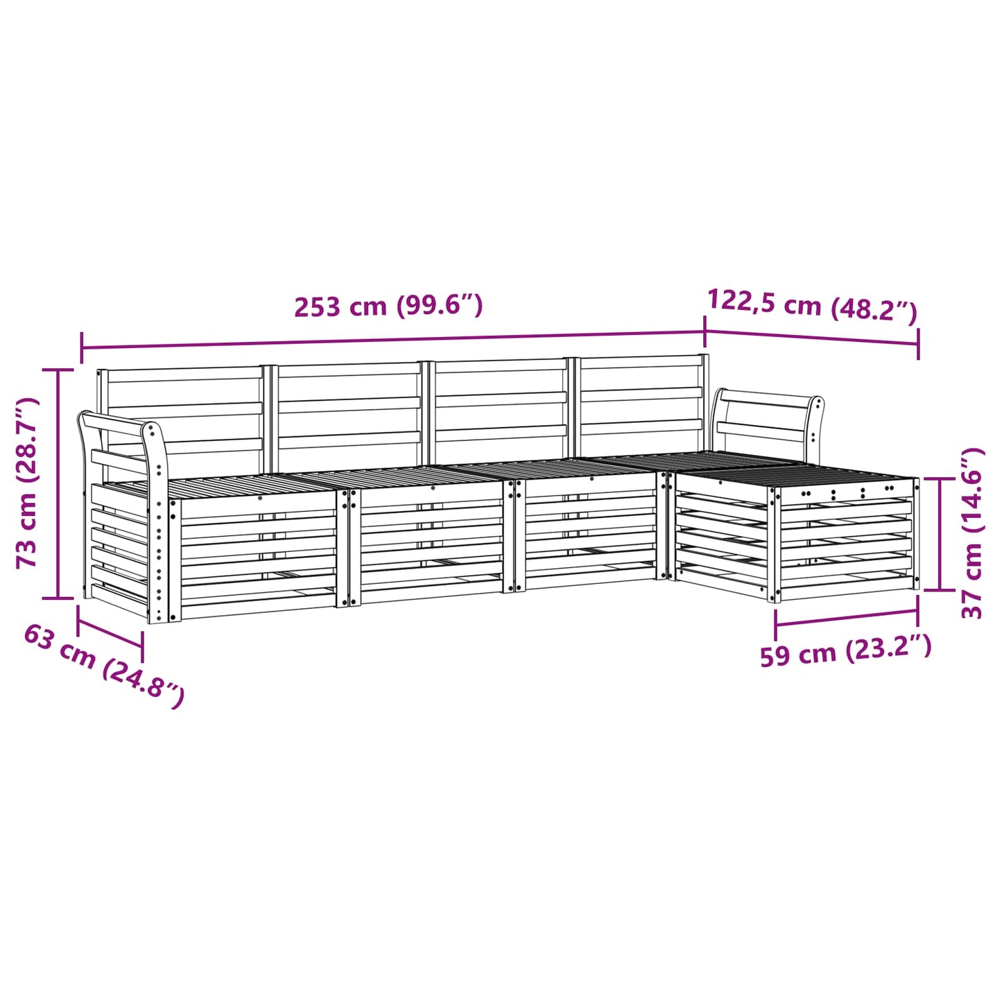 vidaXL Σειρά Καναπέ Εξωτερικού 5 pcs Φυσικό