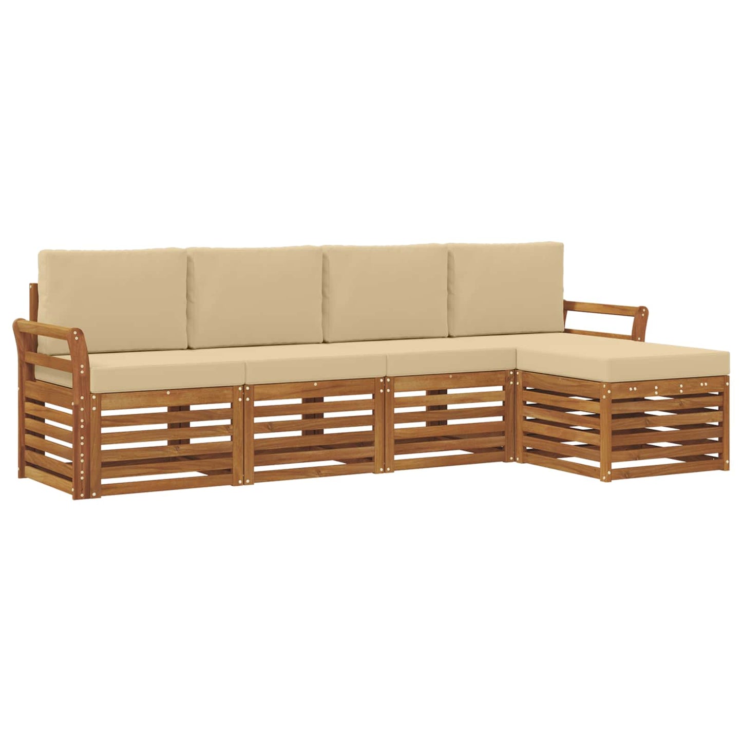 vidaXL Σειρά Καναπέ Εξωτερικού με μαξιλάρι 5 pcs Φυσικό και Μπεζ