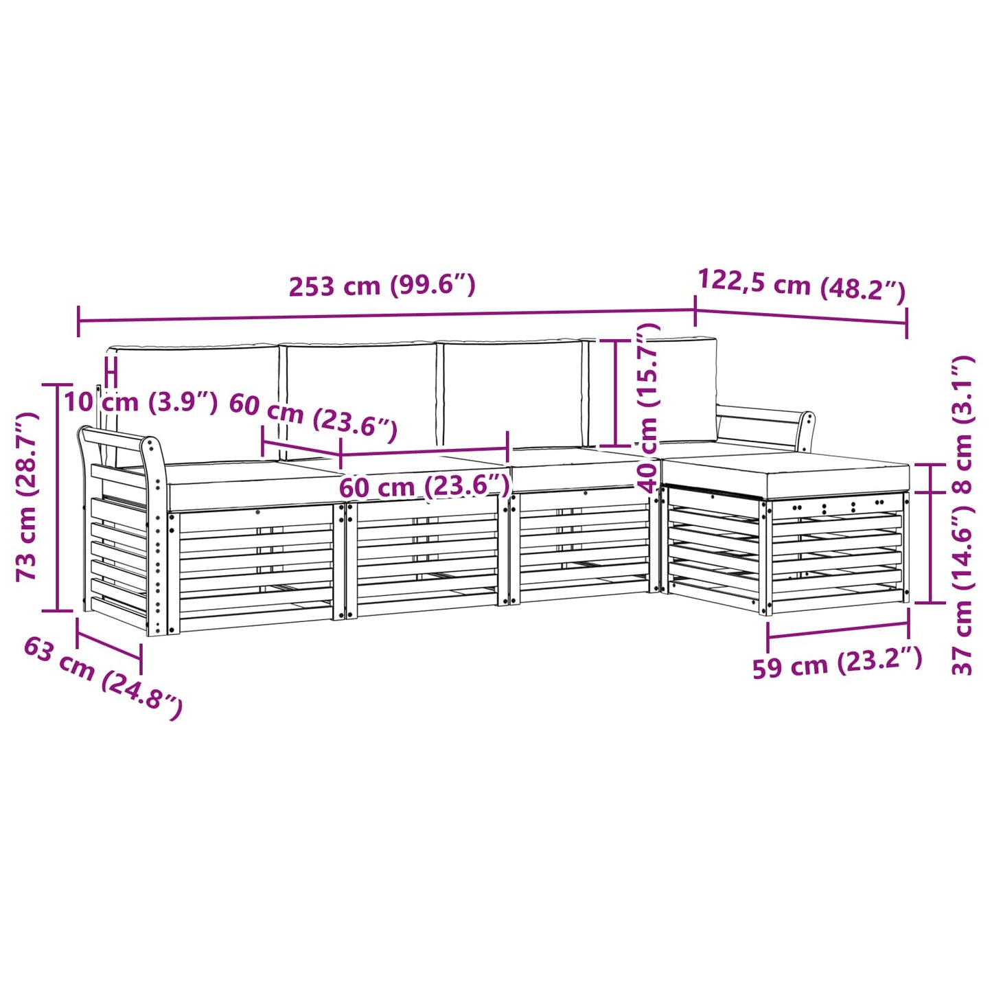 vidaXL Σειρά Καναπέ Εξωτερικού με μαξιλάρι 5 pcs Φυσικό και Μπεζ