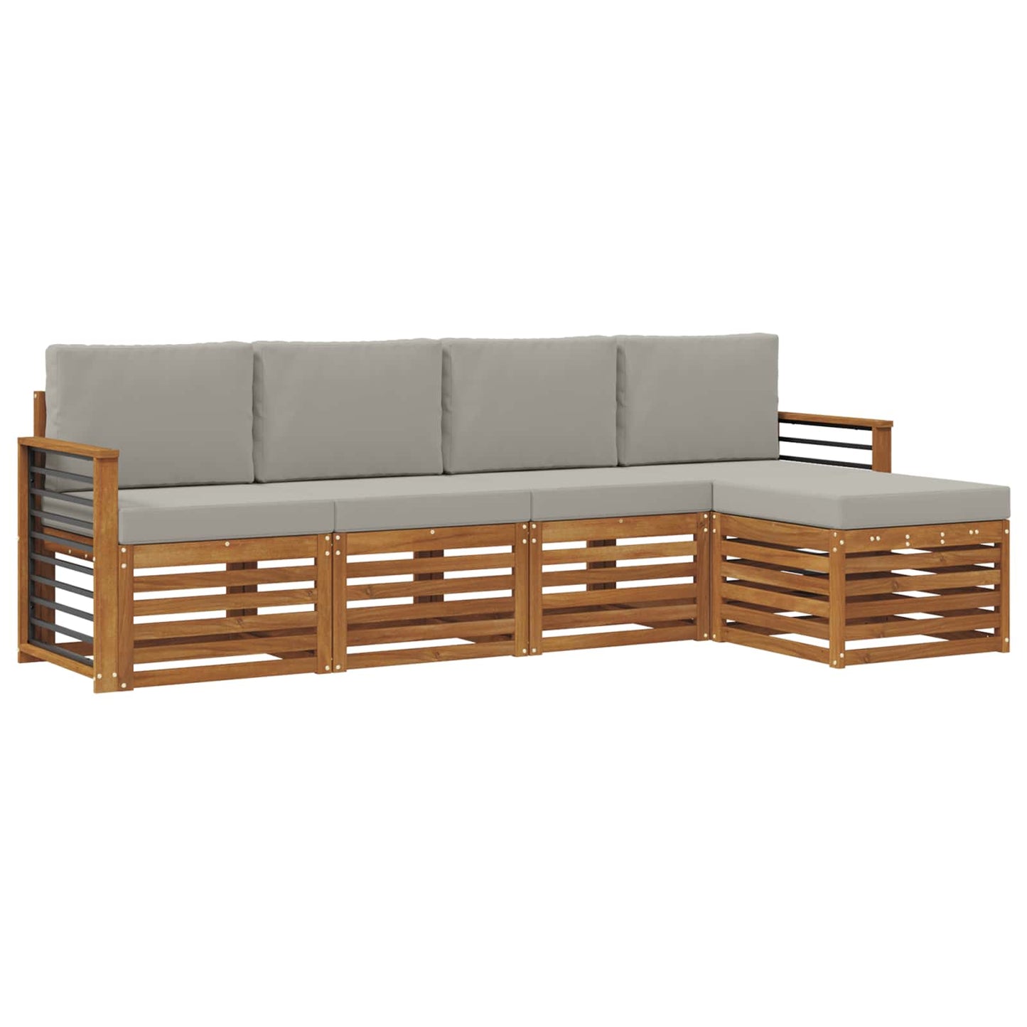 vidaXL Σειρά Καναπέ Εξωτερικού 5 pcs Φυσικό και Ανοιχτό Γκρι