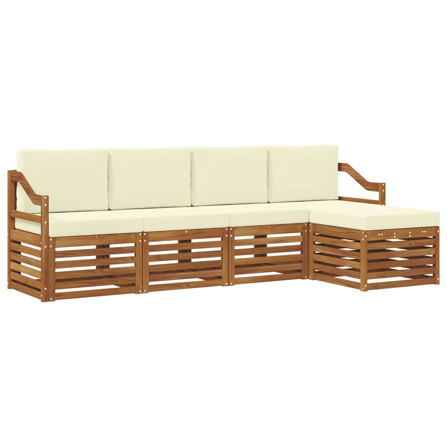 vidaXL Σειρά Καναπέ Εξωτερικού με μαξιλάρι 5 pcs Φυσικό και Κρέμα
