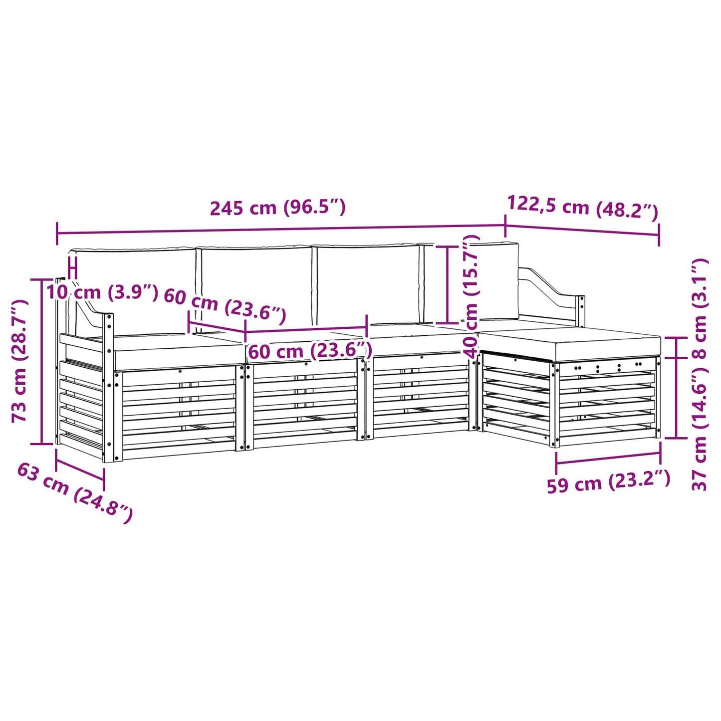 vidaXL Σειρά Καναπέ Εξωτερικού με μαξιλάρι 5 pcs Φυσικό και Κρέμα