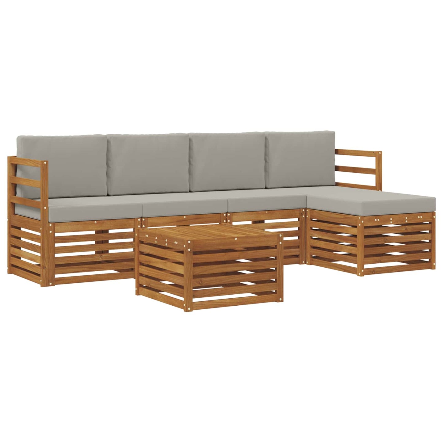 vidaXL Σειρά Καναπέ Εξωτερικού 6 pcs Φυσικό και Ανοιχτό Γκρι