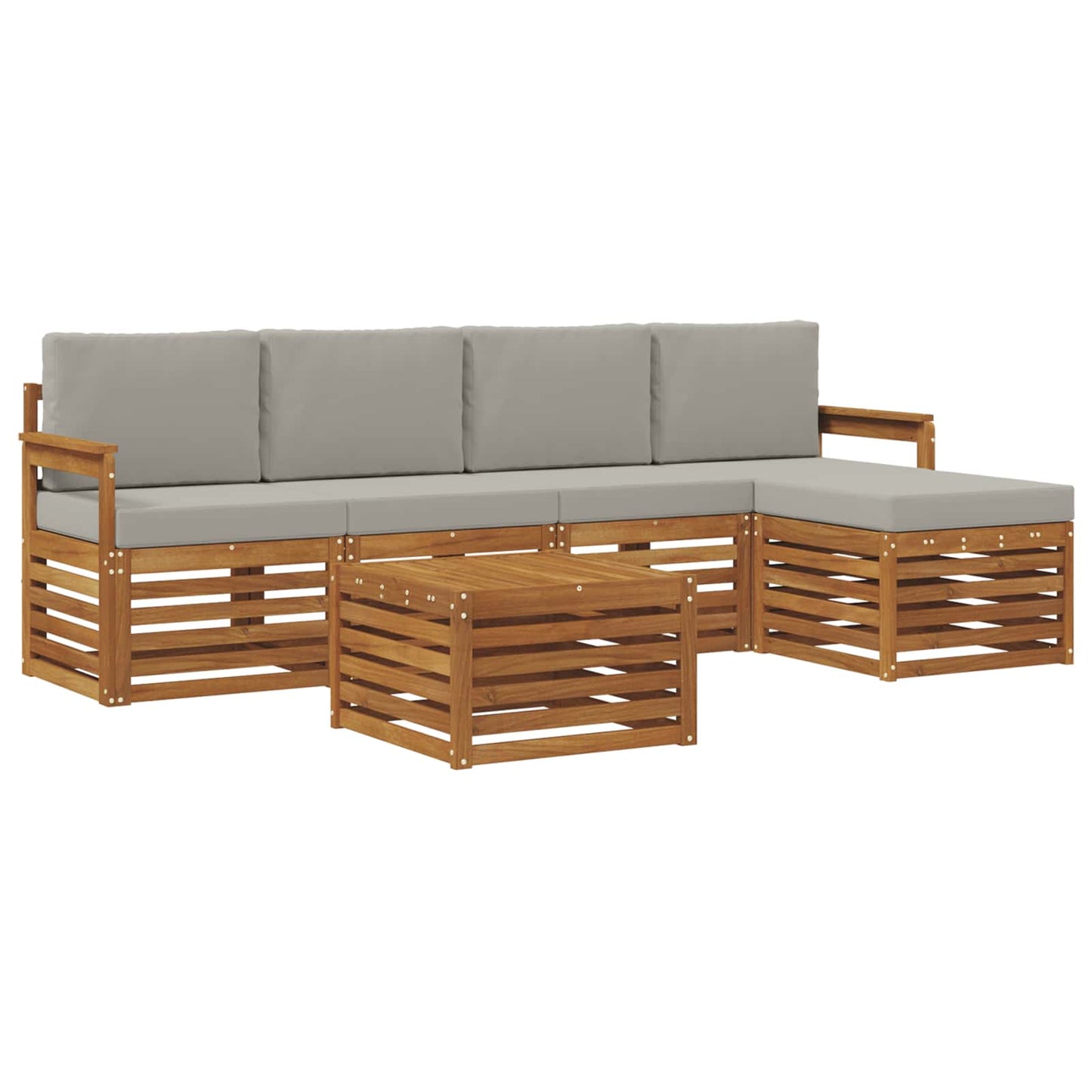 vidaXL Σειρά Καναπέ Εξωτερικού 6 pcs Φυσικό και Ανοιχτό Γκρι