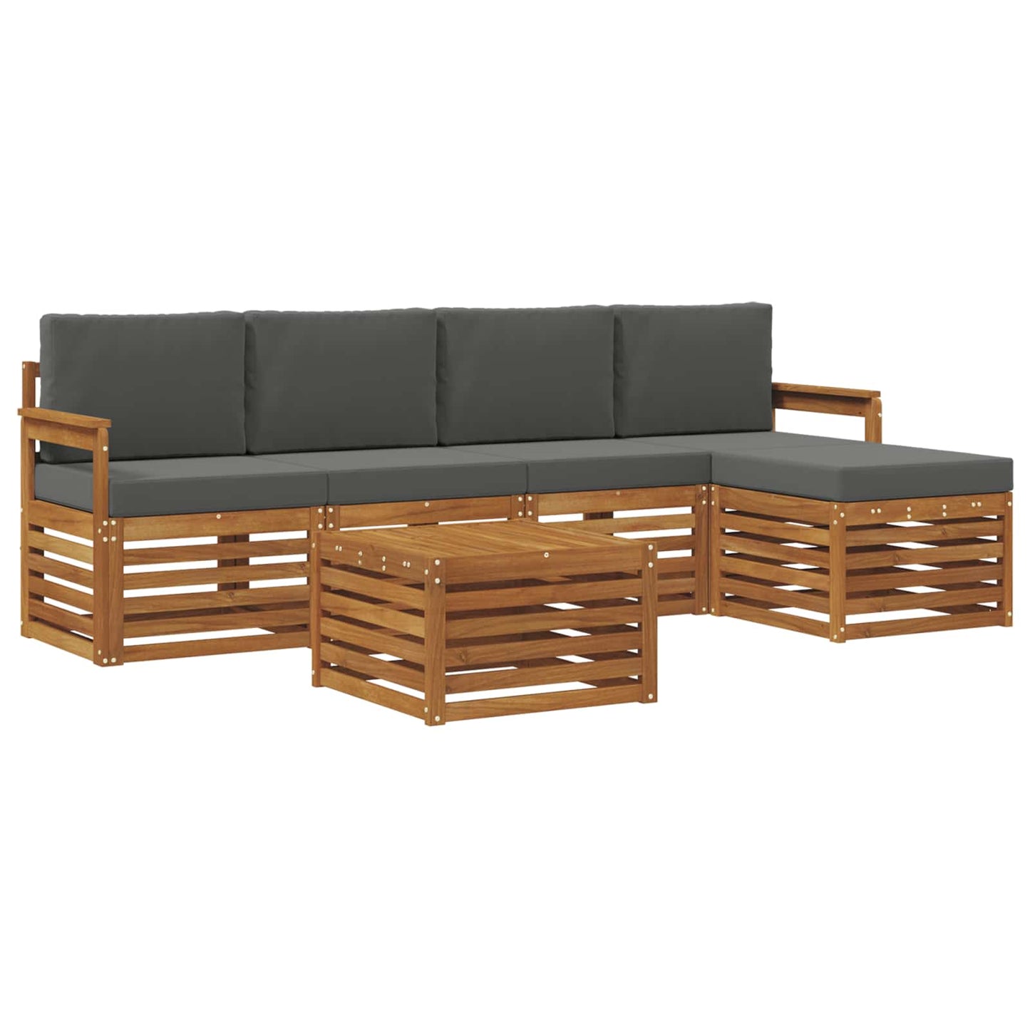 vidaXL Σειρά Καναπέ Εξωτερικού με μαξιλάρι 6 pcs Φυσικό και Ανθρακί