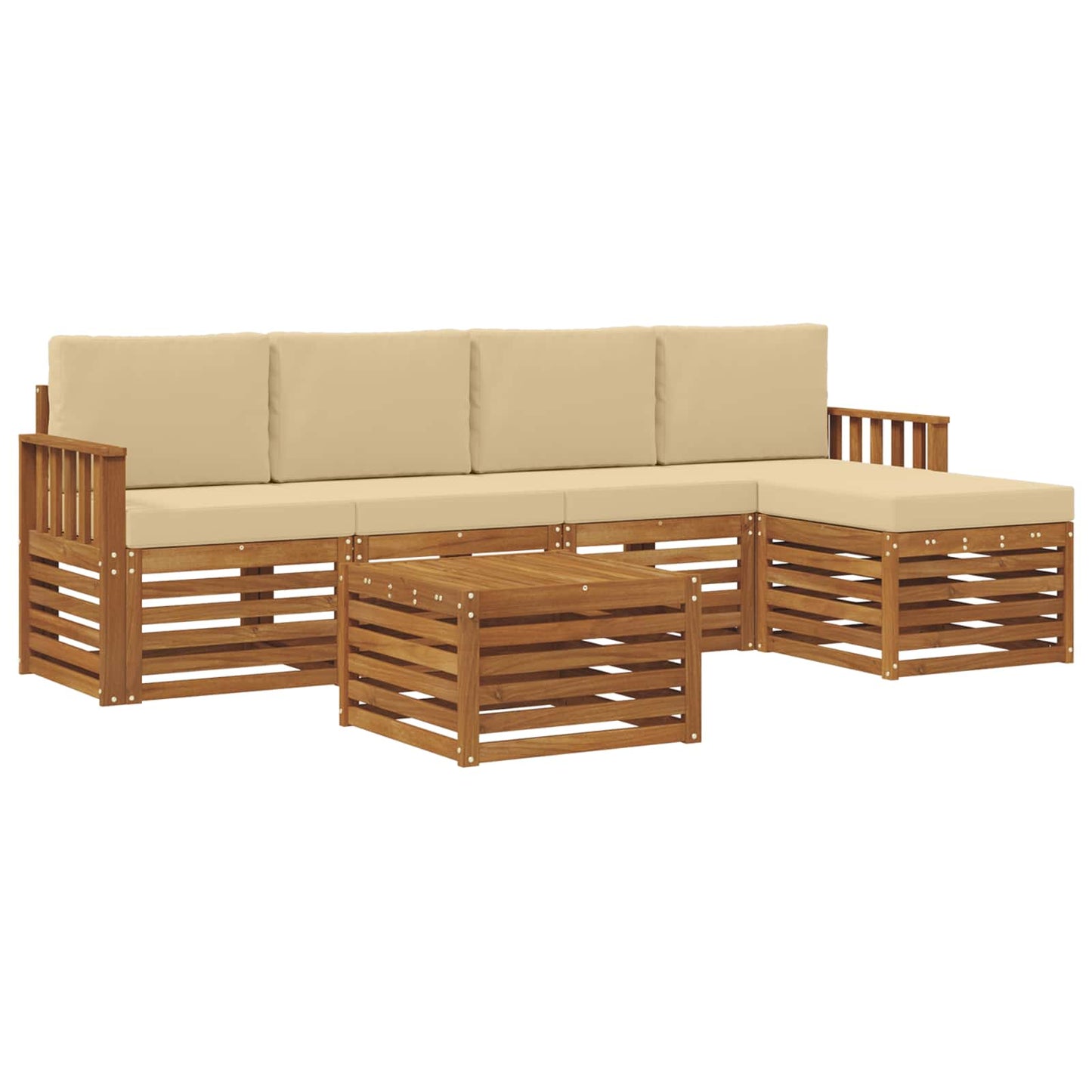 vidaXL Σειρά Καναπέ Εξωτερικού με μαξιλάρι 6 pcs Φυσικό και Μπεζ
