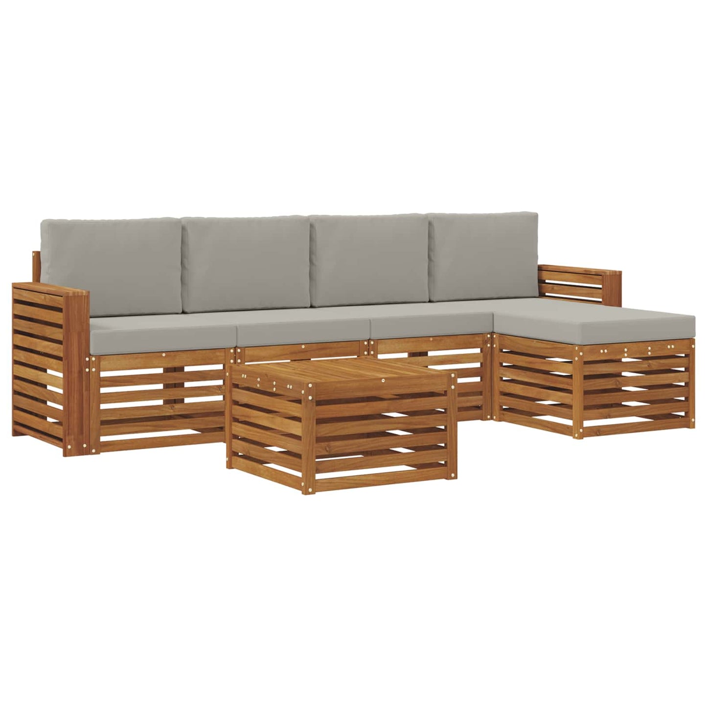 vidaXL Σειρά Καναπέ Εξωτερικού 6 pcs Φυσικό και Ανοιχτό Γκρι