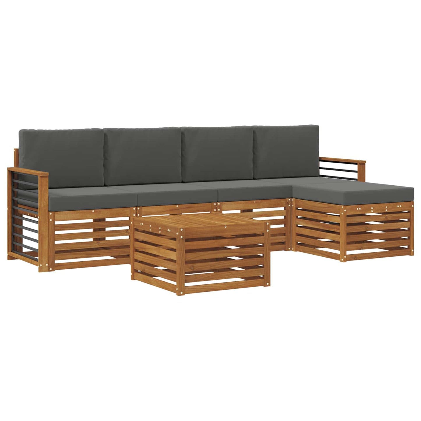 vidaXL Σειρά Καναπέ Εξωτερικού με μαξιλάρι 6 pcs Φυσικό και Ανθρακί