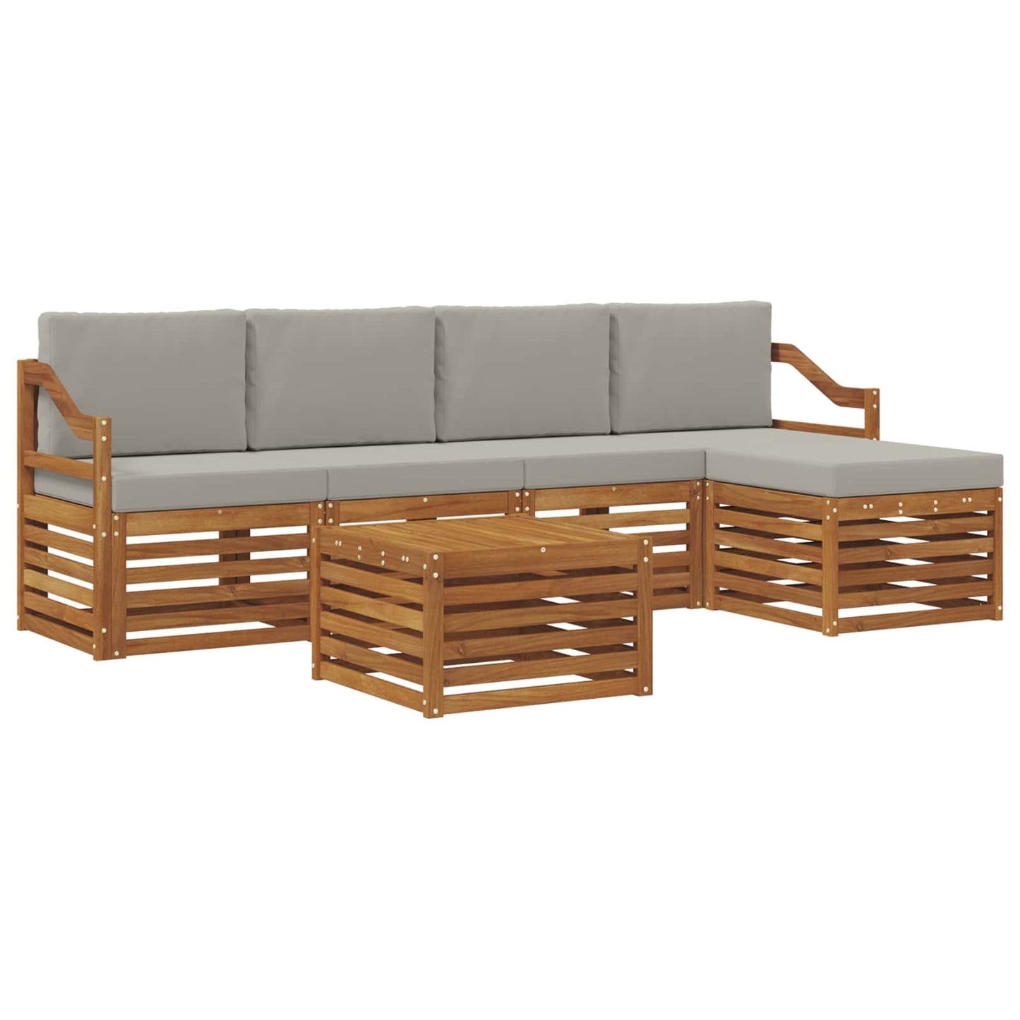 vidaXL Σειρά Καναπέ Εξωτερικού 6 pcs Φυσικό και Ανοιχτό Γκρι