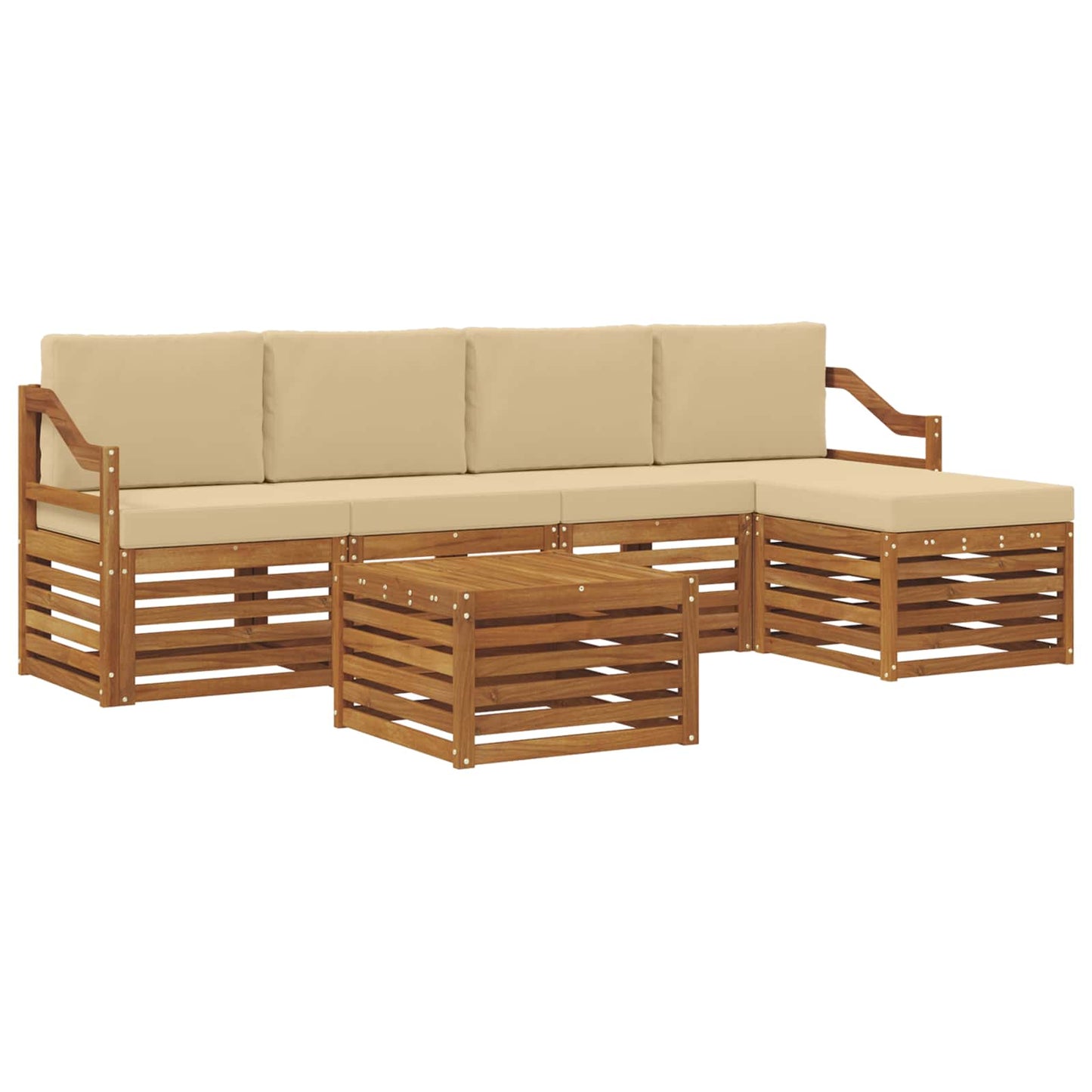 vidaXL Σειρά Καναπέ Εξωτερικού με μαξιλάρι 6 pcs Φυσικό και Μπεζ