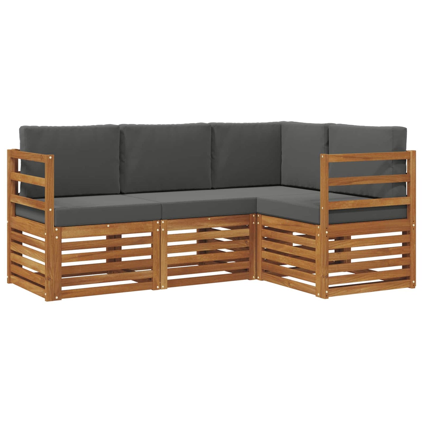 vidaXL Σετ Καναπέ 4 pcs Φυσικό και Ανθρακί Στερεό Ξύλο Ακακίας