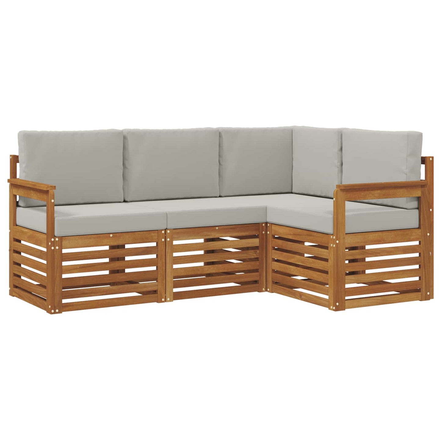 vidaXL Σετ Καναπέ 4 pcs Φυσικό και Ανοιχτό Γκρι Στερεό Ξύλο Ακακίας
