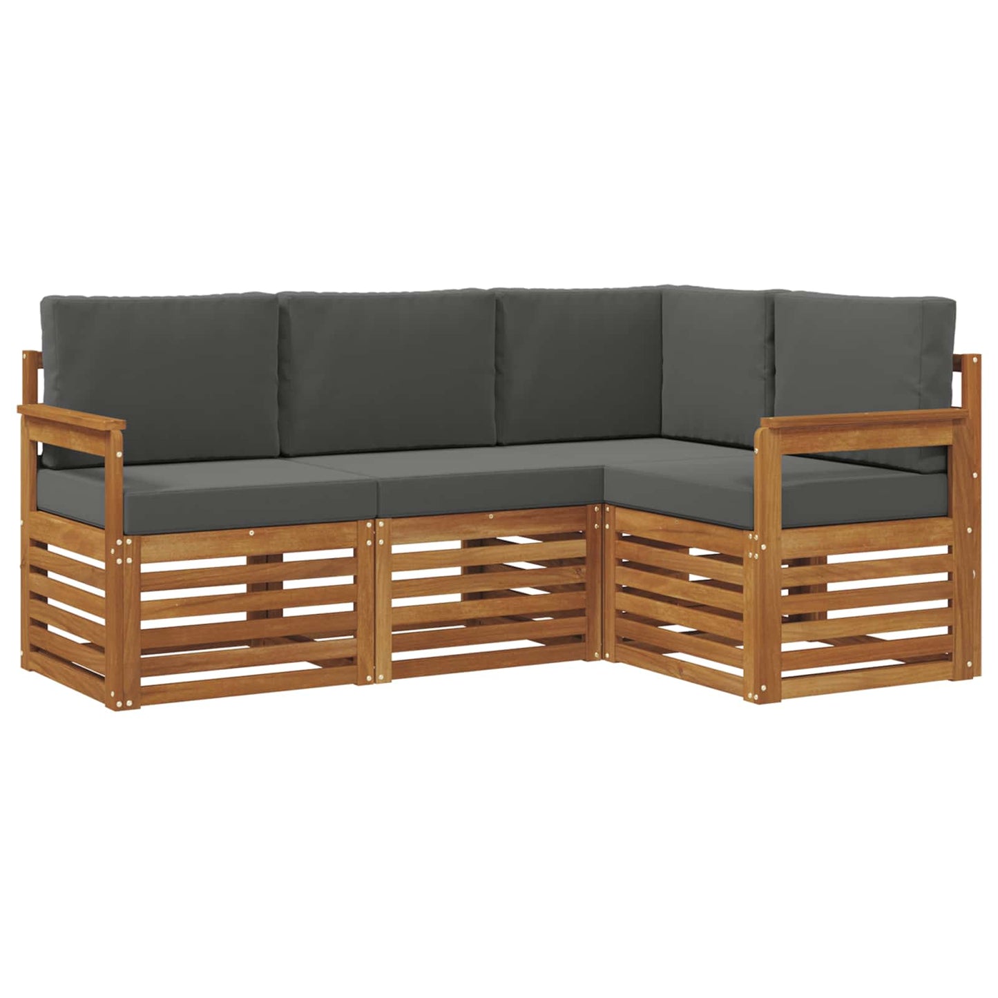 vidaXL Σετ Καναπέ 4 pcs Φυσικό και Ανθρακί Στερεό Ξύλο Ακακίας
