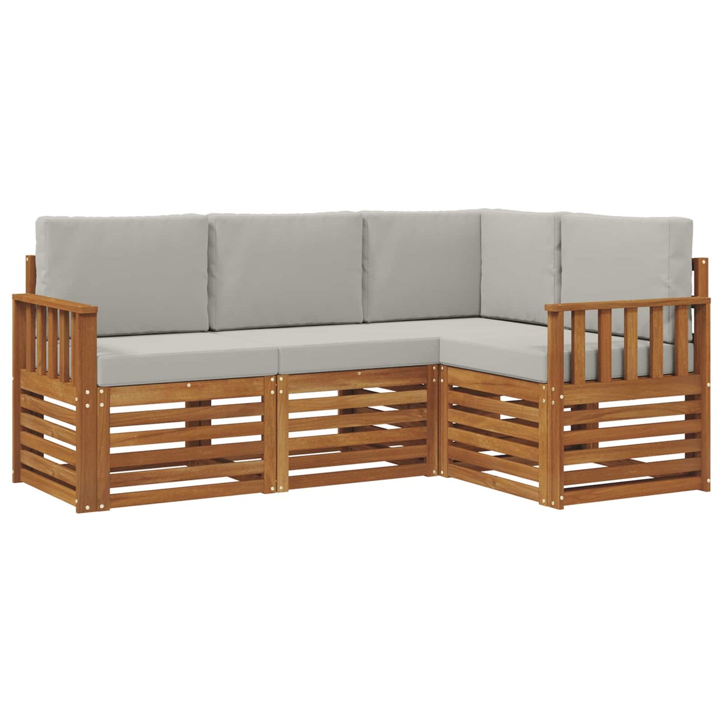 vidaXL Σετ Καναπέ 4 pcs Φυσικό και Ανοιχτό Γκρι Στερεό Ξύλο Ακακίας