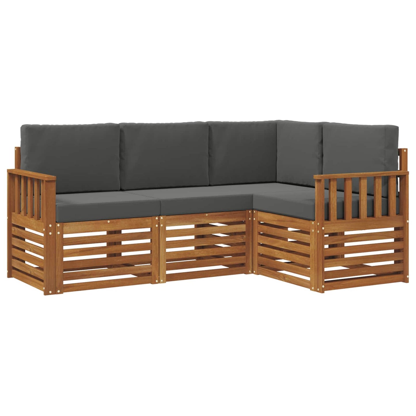 vidaXL Σετ Καναπέ 4 pcs Φυσικό και Ανθρακί Στερεό Ξύλο Ακακίας