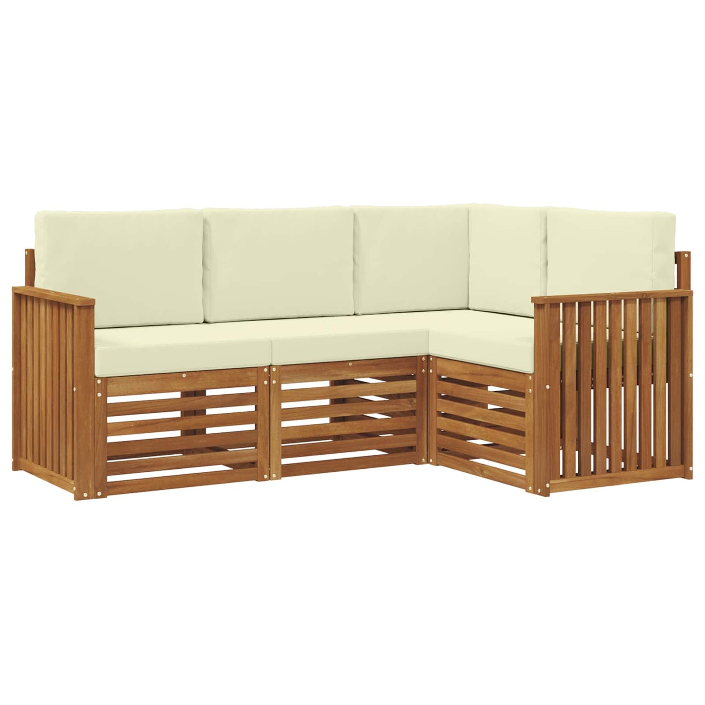 vidaXL Σετ Καναπέ 4 pcs Φυσικό και Κρέμα Στερεό Ξύλο Ακακίας