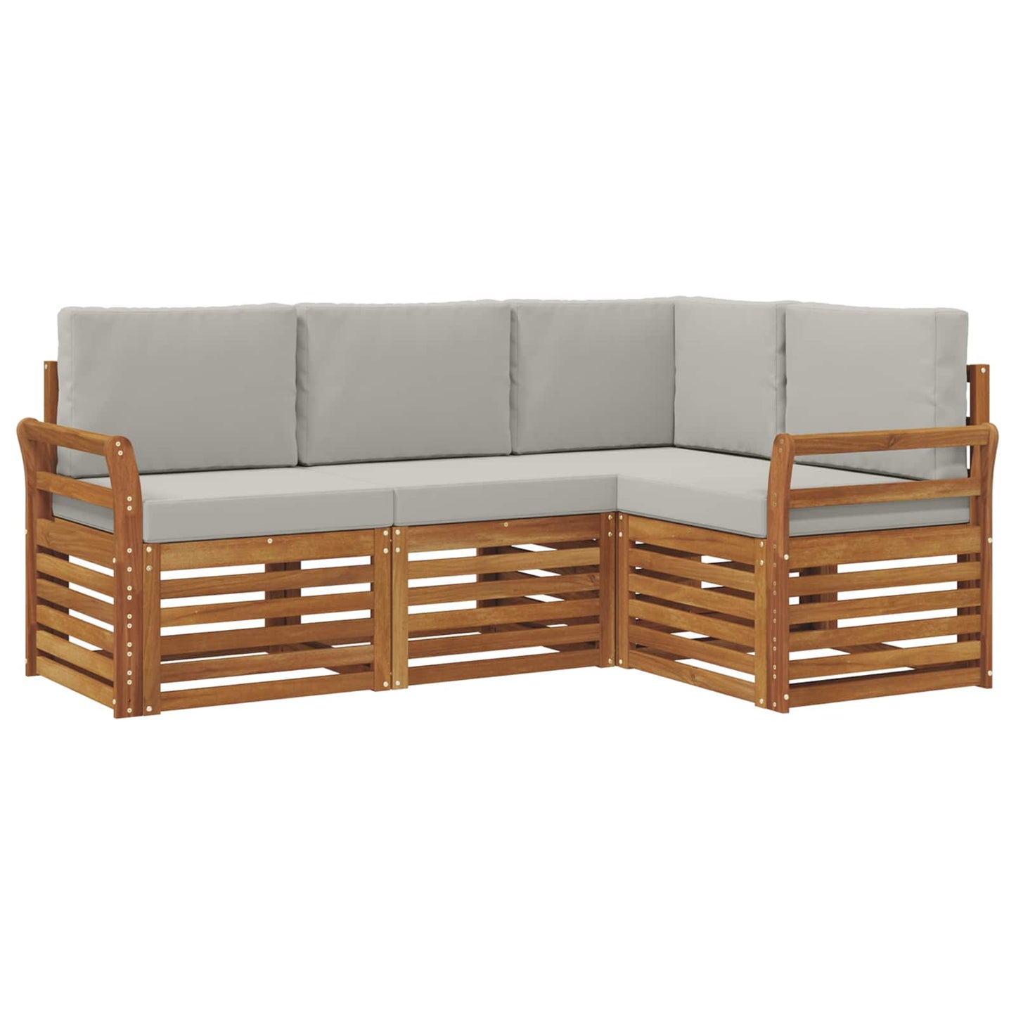 vidaXL Σετ Καναπέ 4 pcs Φυσικό και Ανοιχτό Γκρι Στερεό Ξύλο Ακακίας