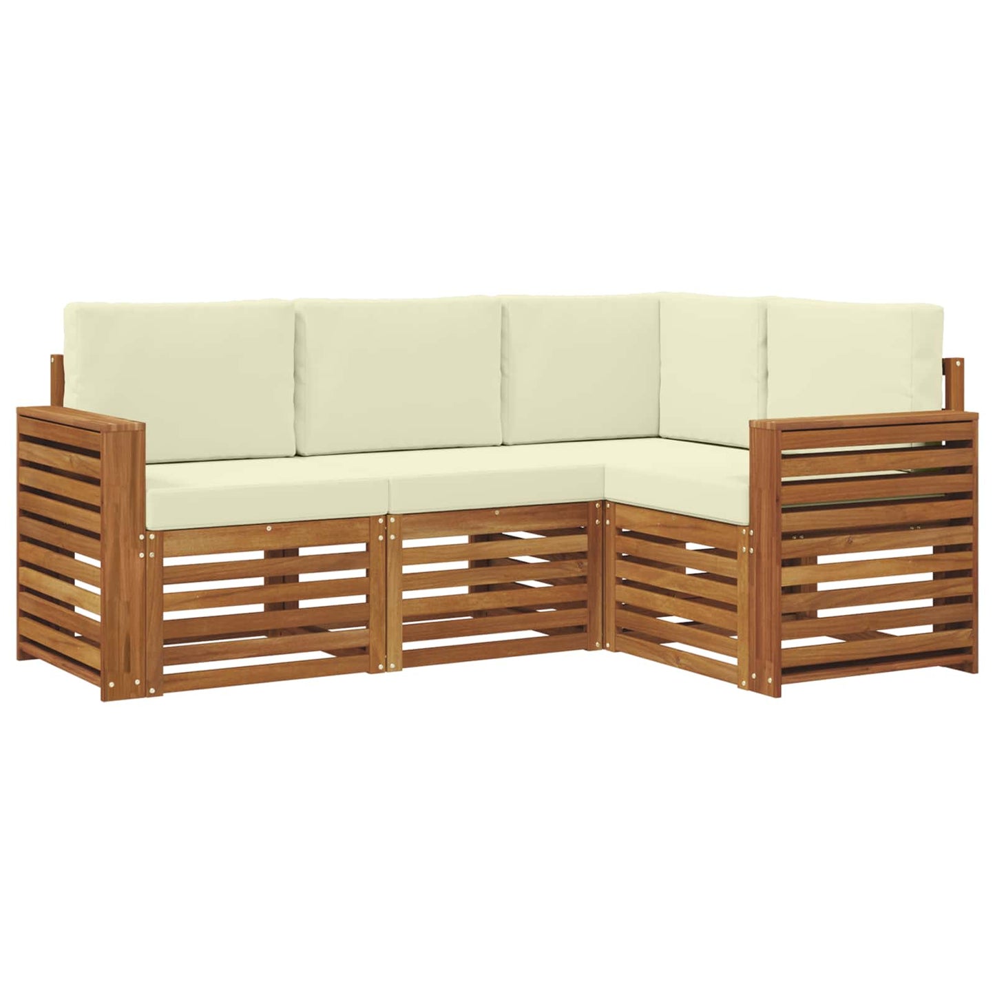 vidaXL Σετ Καναπέ 4 pcs Φυσικό και Κρέμα Στερεό Ξύλο Ακακίας