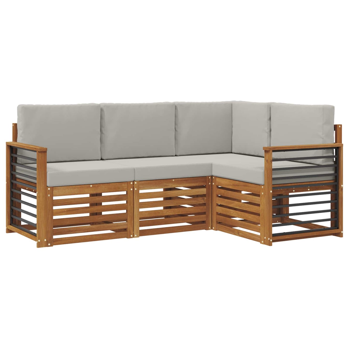 vidaXL Σετ Καναπέ 4 pcs Φυσικό και Ανοιχτό Γκρι Στερεό Ξύλο Ακακίας