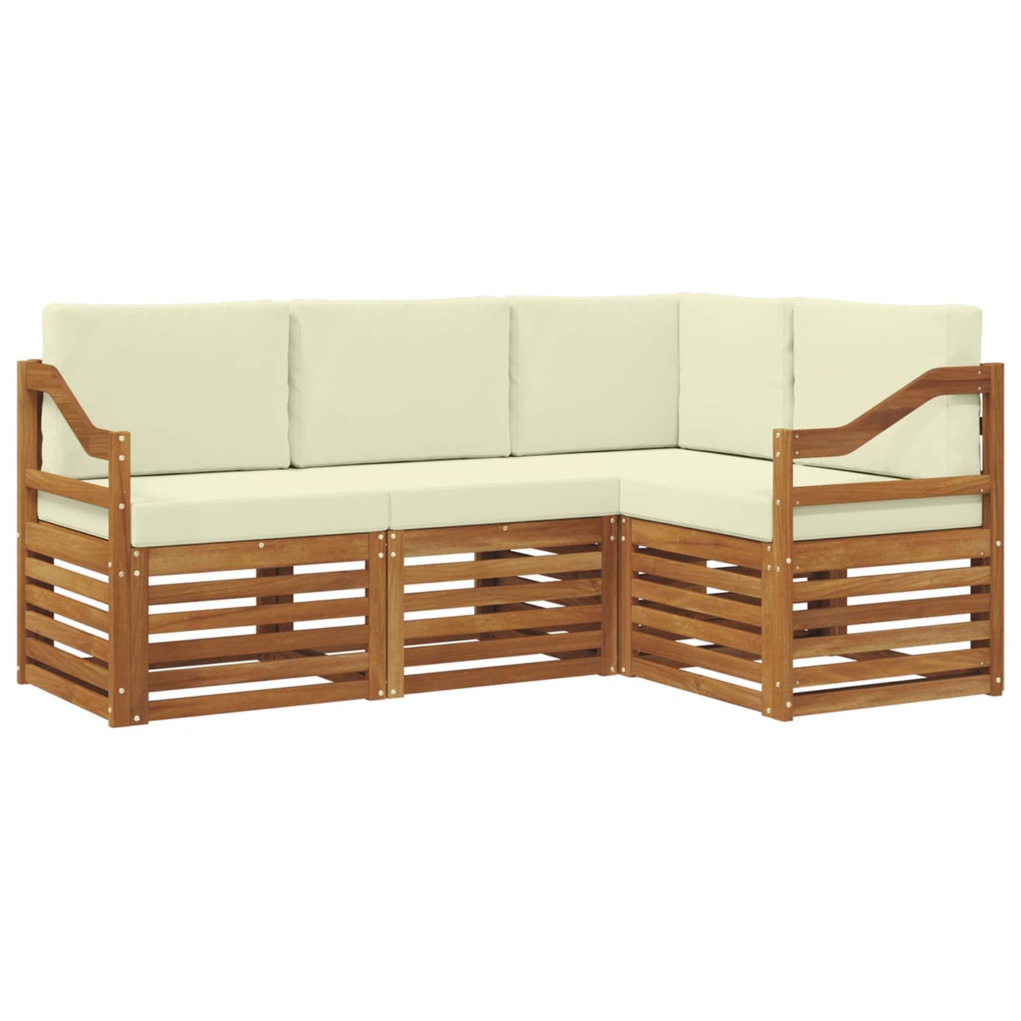 vidaXL Σετ Καναπέ 4 pcs Φυσικό και Κρέμα Στερεό Ξύλο Ακακίας