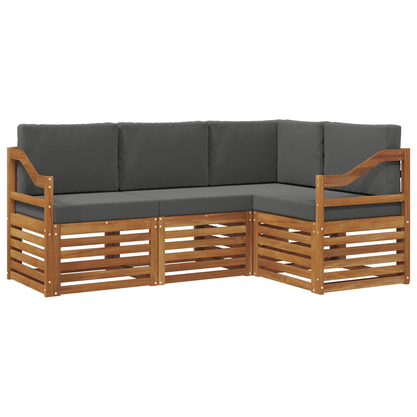vidaXL Σετ Καναπέ 4 pcs Φυσικό και Ανθρακί Στερεό Ξύλο Ακακίας