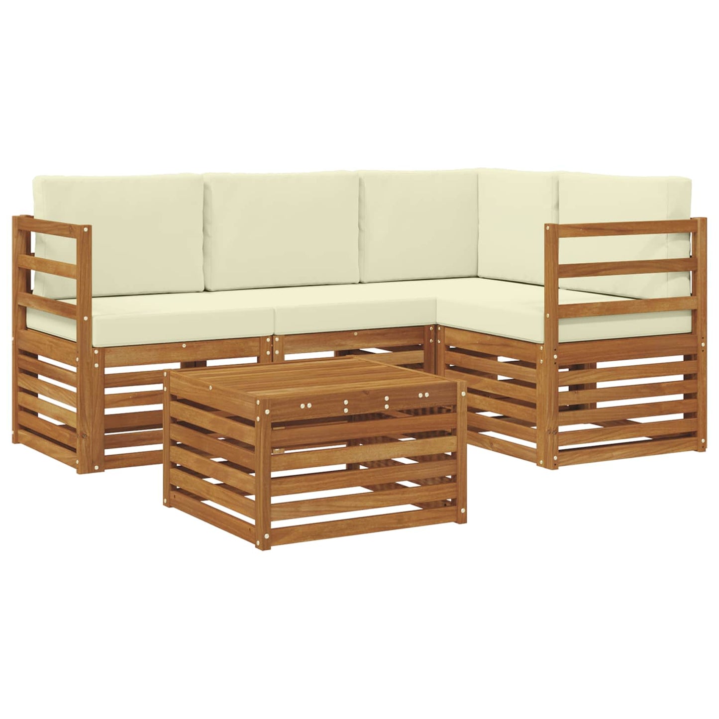 vidaXL Σειρά Καναπέ Εξωτερικού με μαξιλάρι 5 pcs Φυσικό και Κρέμα