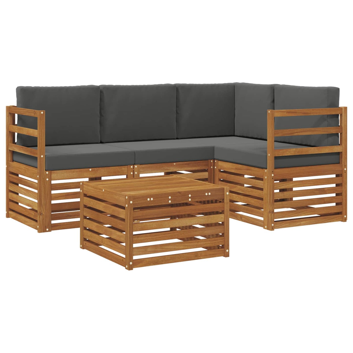 vidaXL Σειρά Καναπέ Εξωτερικού με μαξιλάρι 5 pcs Φυσικό και Ανθρακί