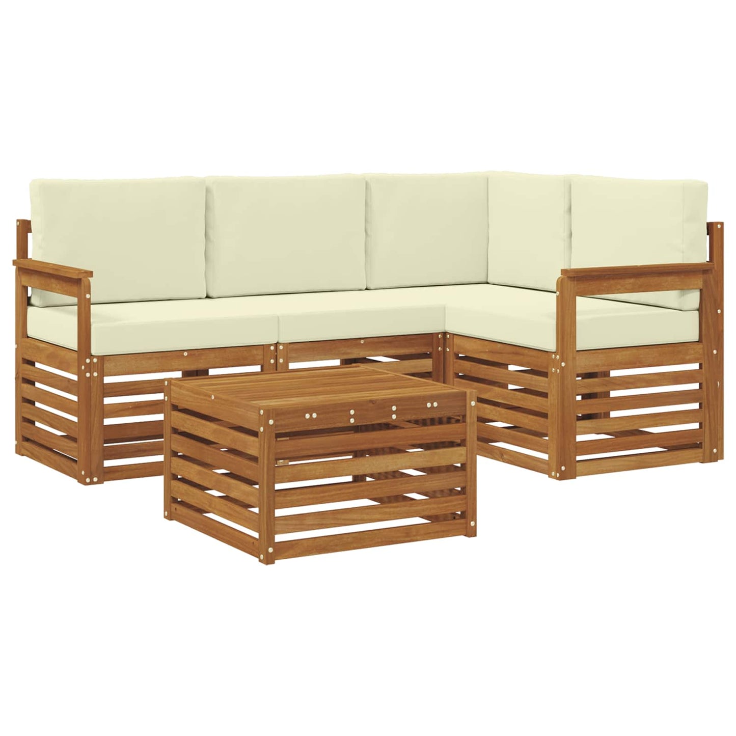 vidaXL Σειρά Καναπέ Εξωτερικού με μαξιλάρι 5 pcs Φυσικό και Κρέμα