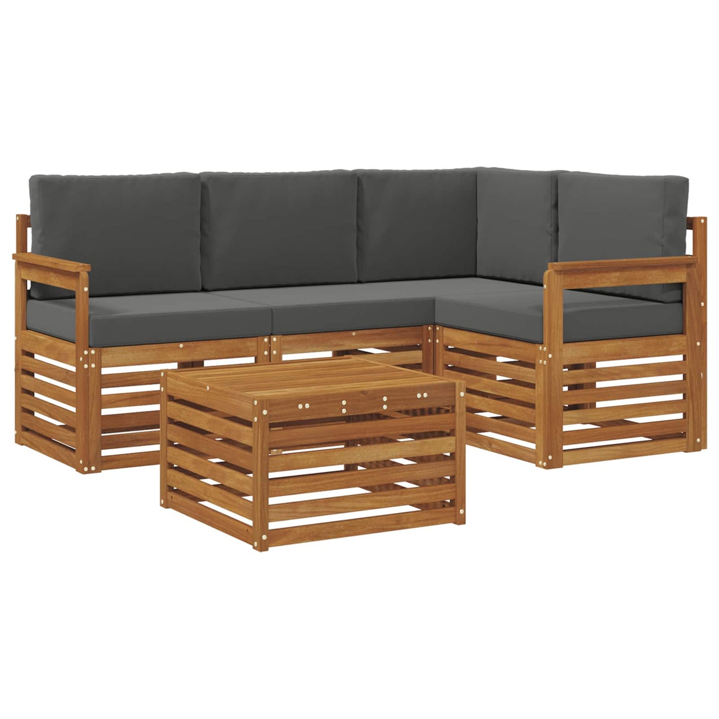 vidaXL Σειρά Καναπέ Εξωτερικού με μαξιλάρι 5 pcs Φυσικό και Ανθρακί