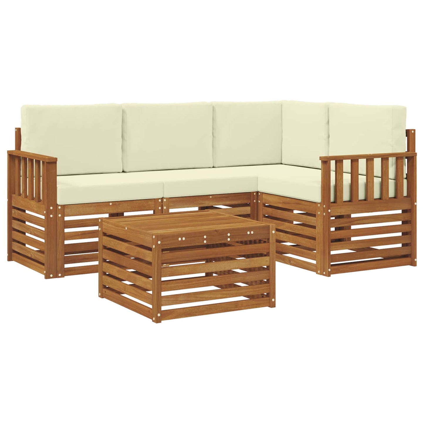 vidaXL Σειρά Καναπέ Εξωτερικού με μαξιλάρι 5 pcs Φυσικό και Κρέμα