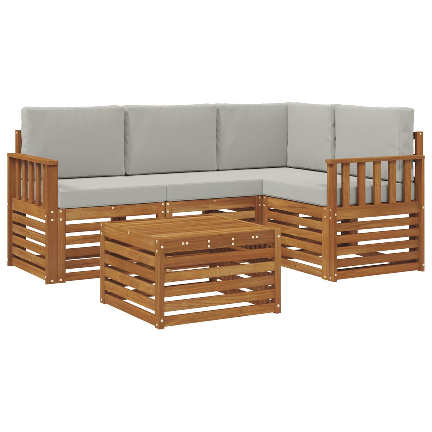vidaXL Σειρά Καναπέ Εξωτερικού 5 pcs Φυσικό και Ανοιχτό Γκρι