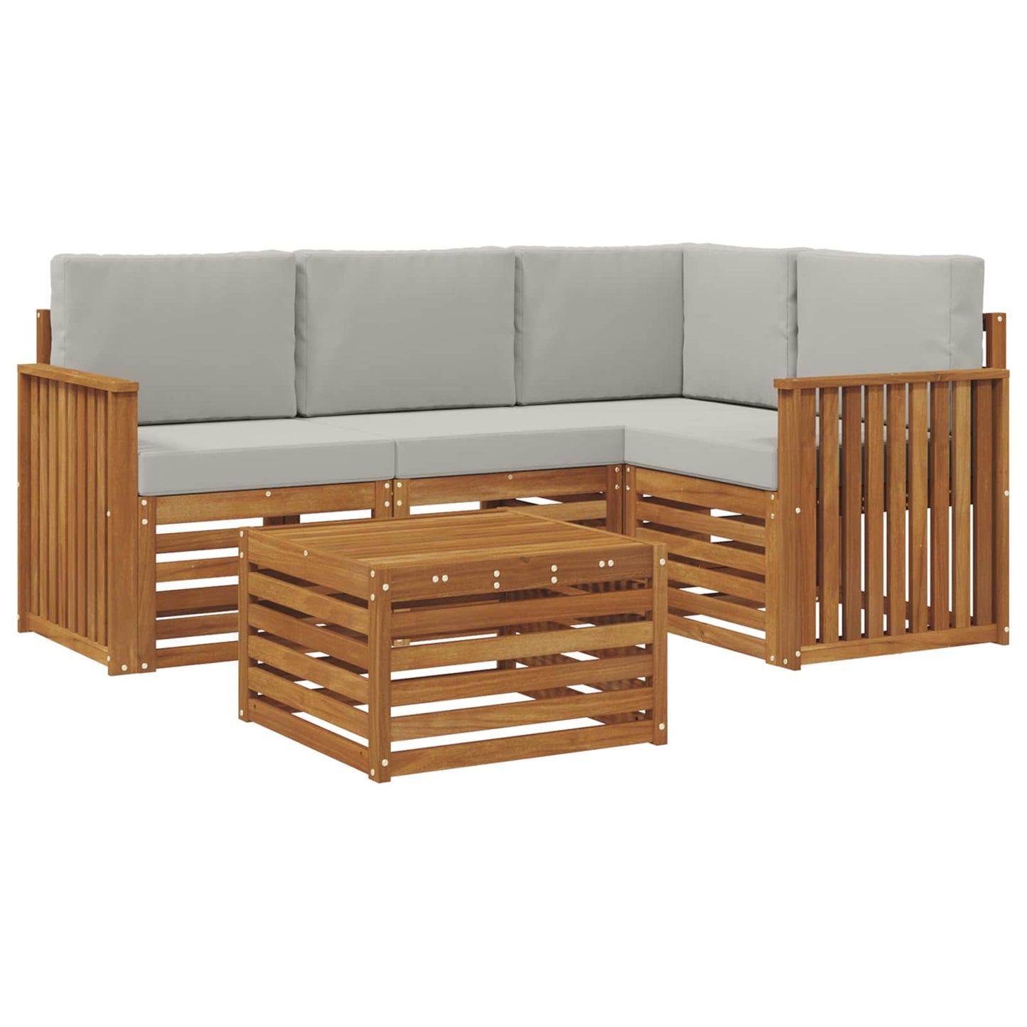 vidaXL Σειρά Καναπέ Εξωτερικού 5 pcs Φυσικό και Ανοιχτό Γκρι