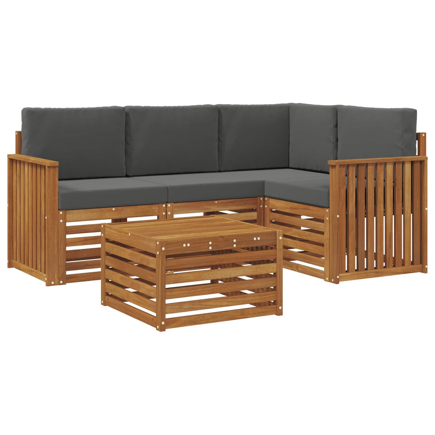 vidaXL Σειρά Καναπέ Εξωτερικού με μαξιλάρι 5 pcs Φυσικό και Ανθρακί