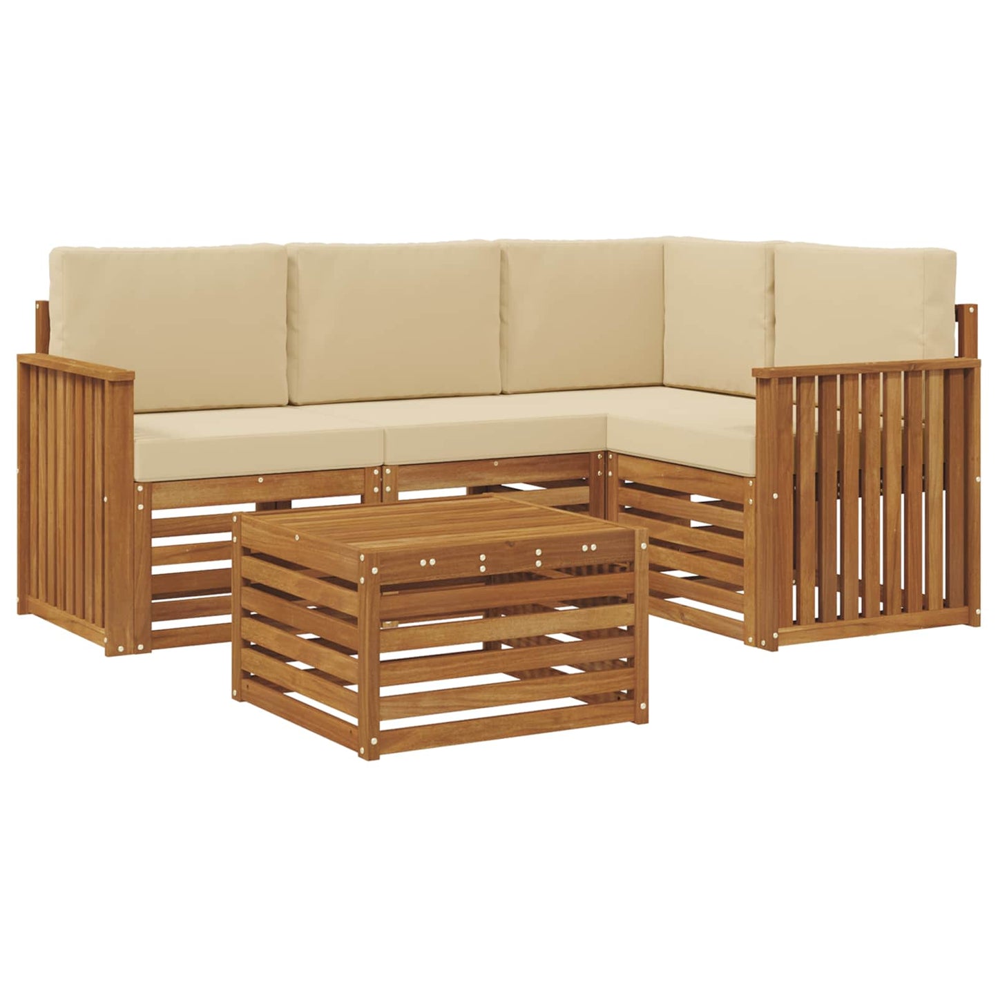 vidaXL Σειρά Καναπέ Εξωτερικού με μαξιλάρι 5 pcs Φυσικό και Μπεζ