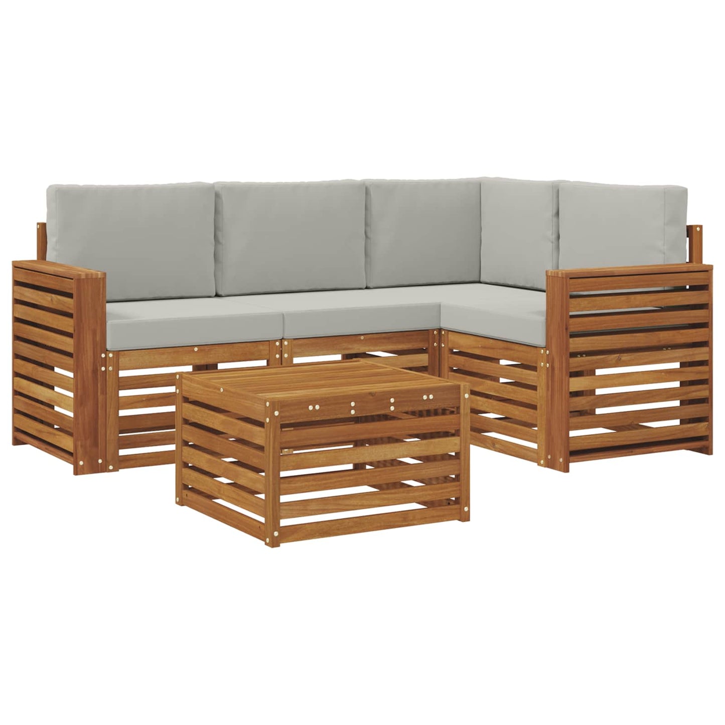 vidaXL Σειρά Καναπέ Εξωτερικού 5 pcs Φυσικό και Ανοιχτό Γκρι