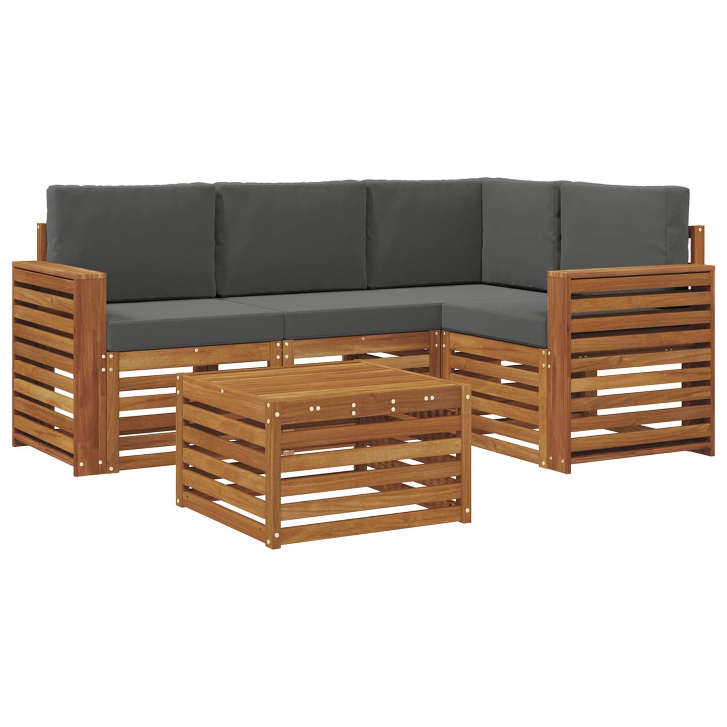 vidaXL Σειρά Καναπέ Εξωτερικού με μαξιλάρι 5 pcs Φυσικό και Ανθρακί
