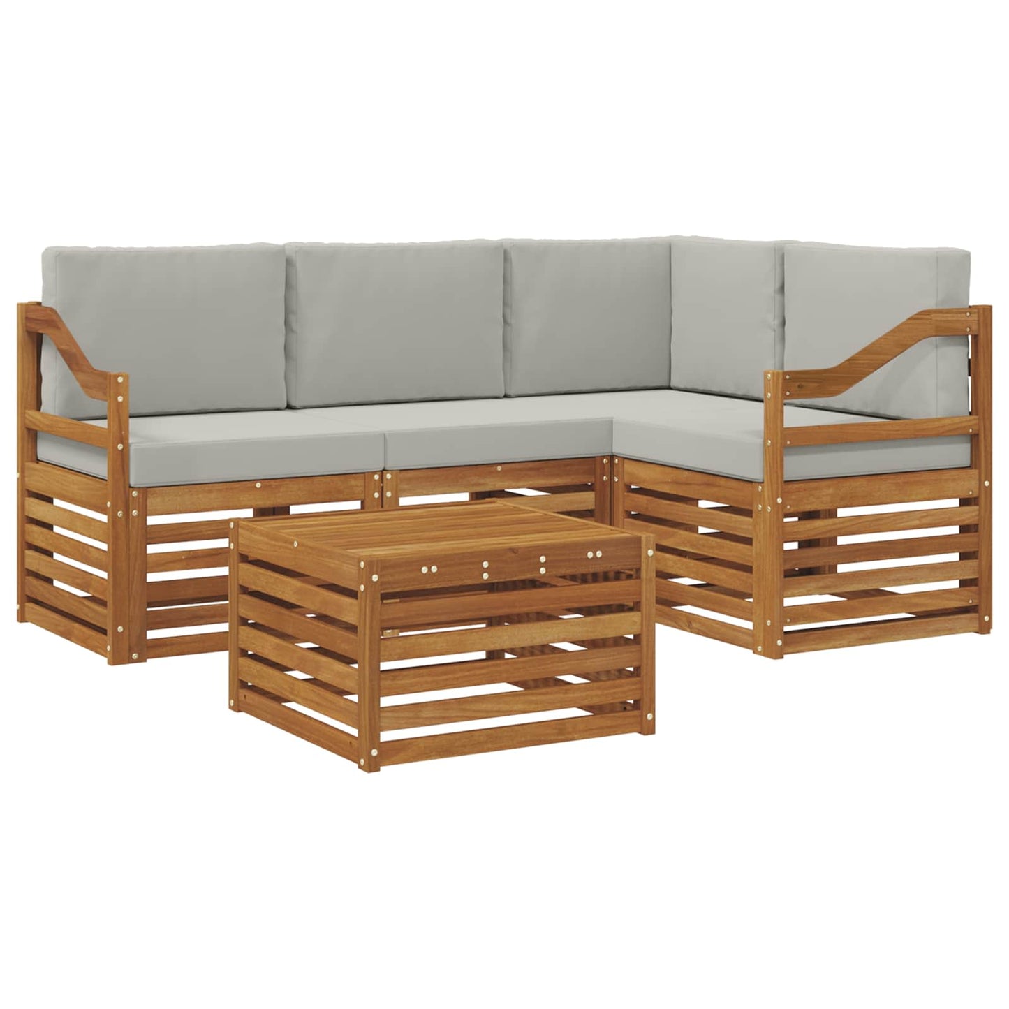 vidaXL Σειρά Καναπέ Εξωτερικού 5 pcs Φυσικό και Ανοιχτό Γκρι