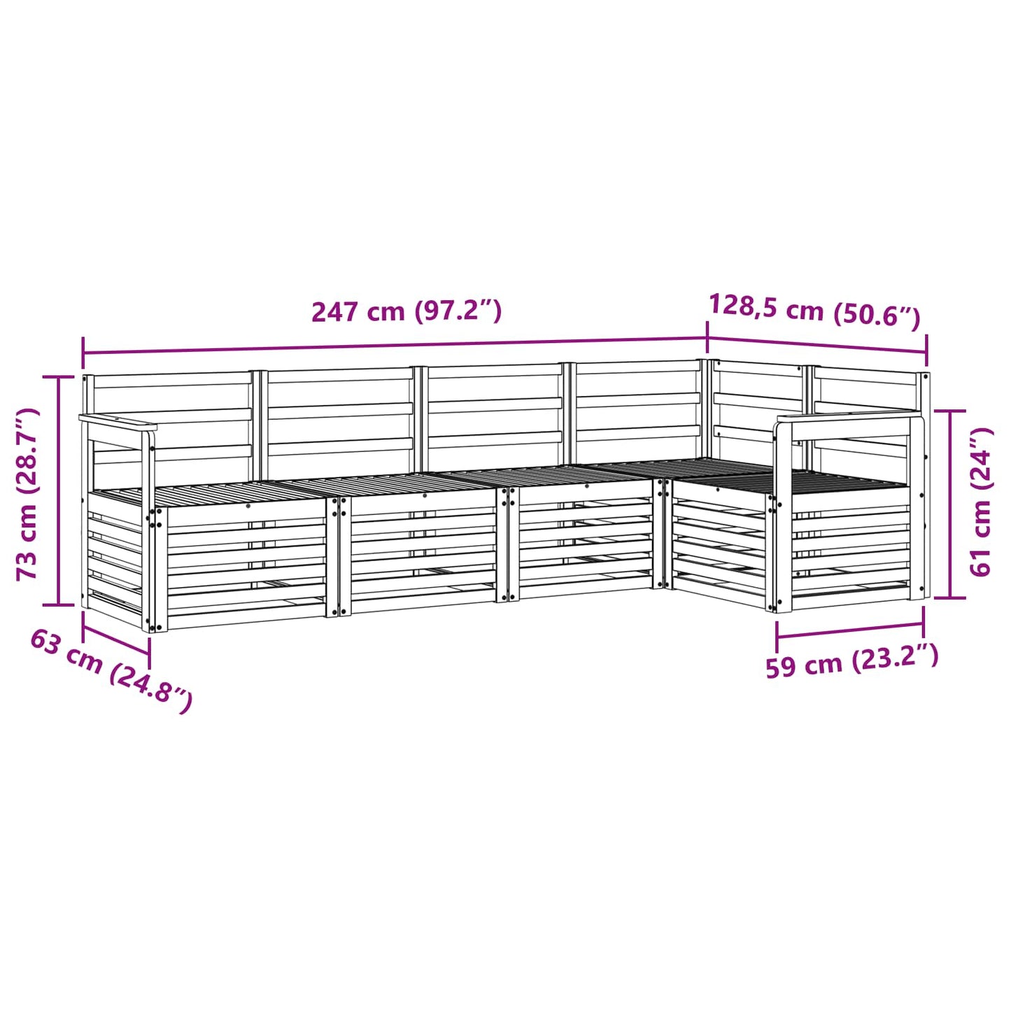 vidaXL Σαλονάκι Γωνιακού Καναπέ 5 pcs Φυσικό