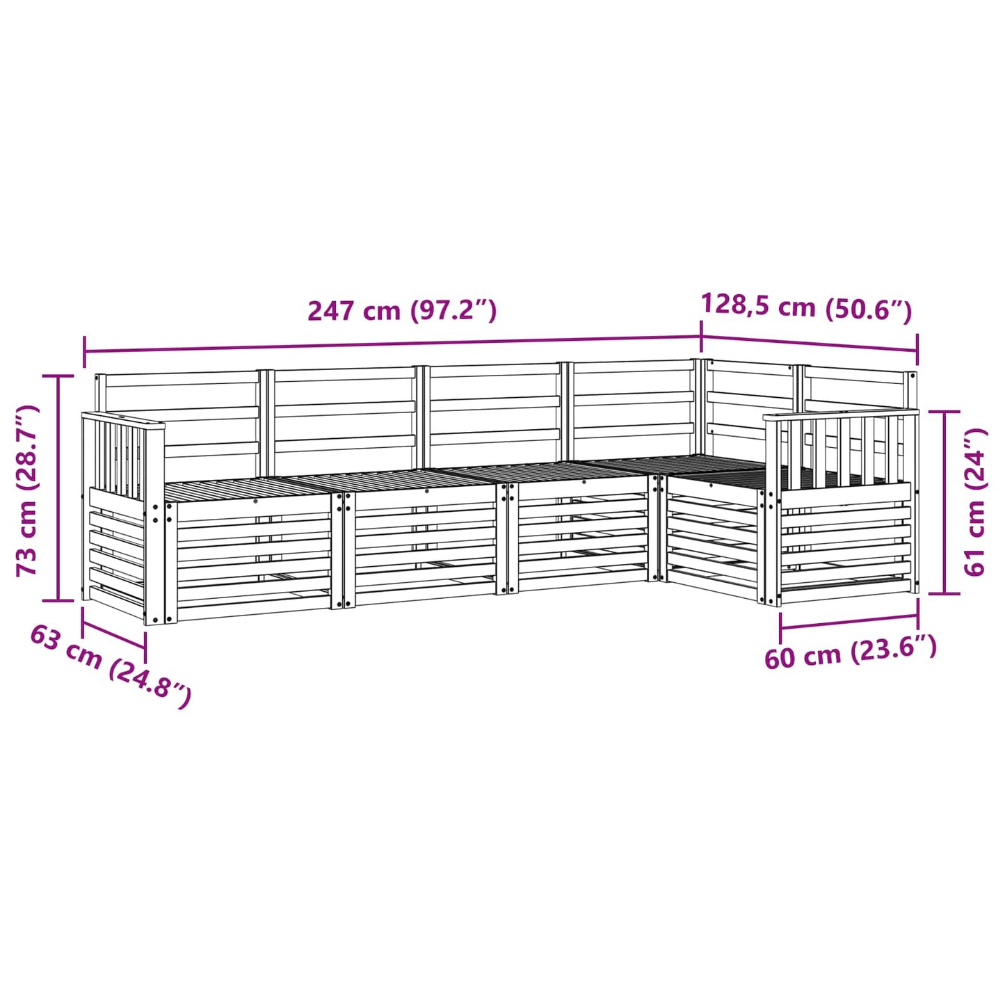 vidaXL Σαλονάκι Γωνιακού Καναπέ 5 pcs Φυσικό