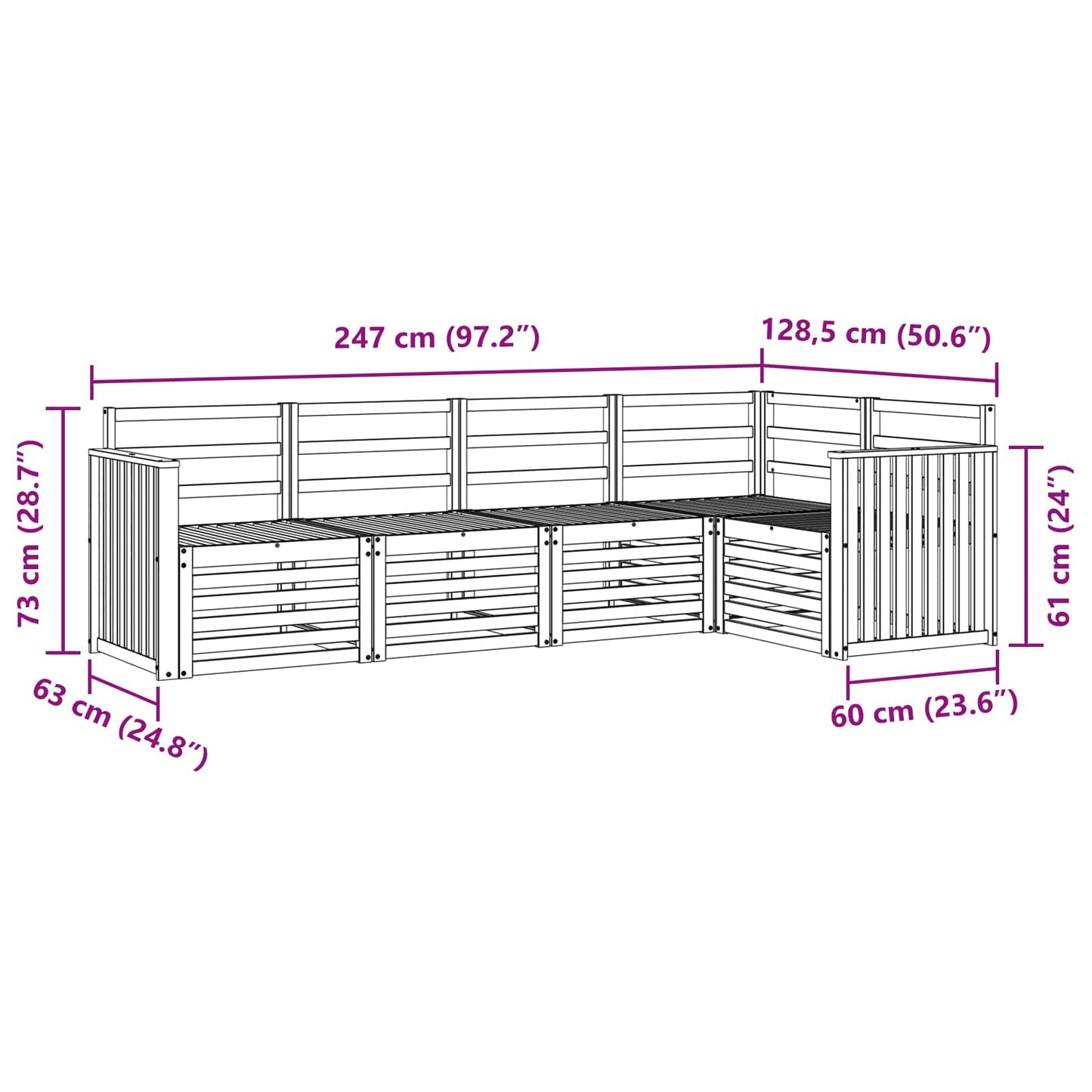 vidaXL Σαλονάκι Γωνιακού Καναπέ 5 pcs Φυσικό
