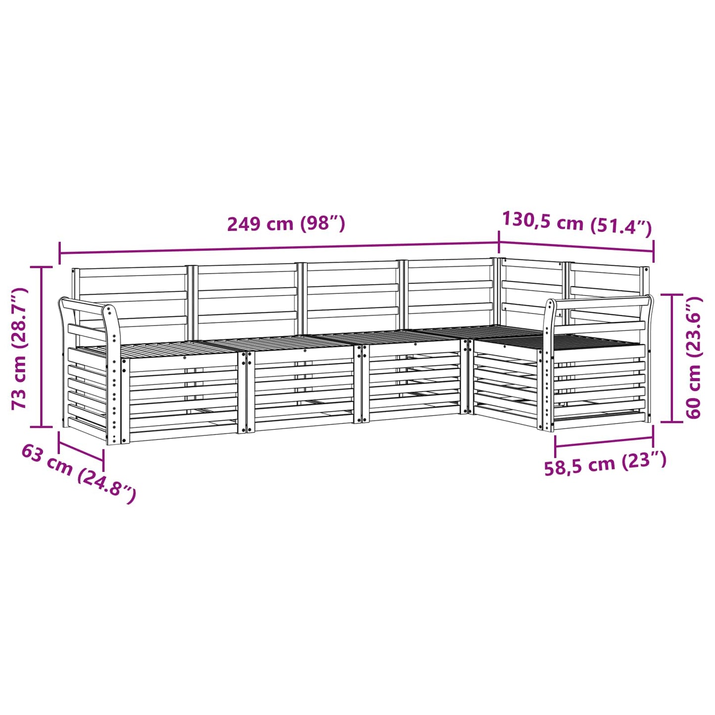 vidaXL Σαλονάκι Γωνιακού Καναπέ 5 pcs Φυσικό