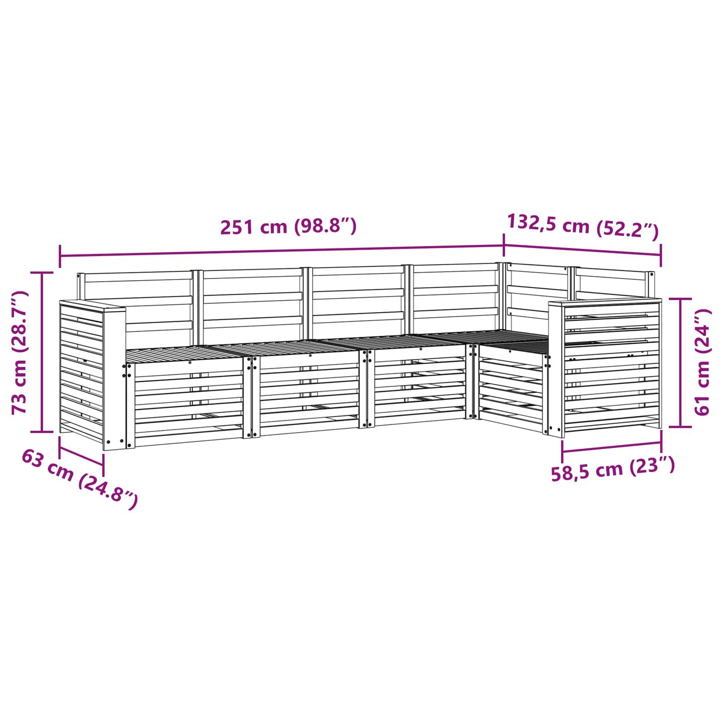 vidaXL Σαλονάκι Γωνιακού Καναπέ 5 pcs Φυσικό