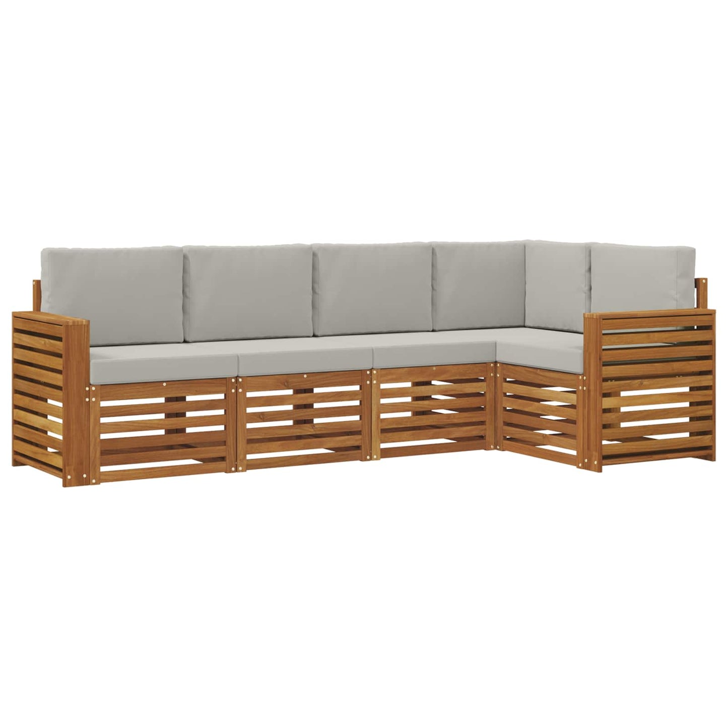 vidaXL Σαλονάκι Γωνιακού Καναπέ 5 pcs Φυσικό και Ανοιχτό Γκρι