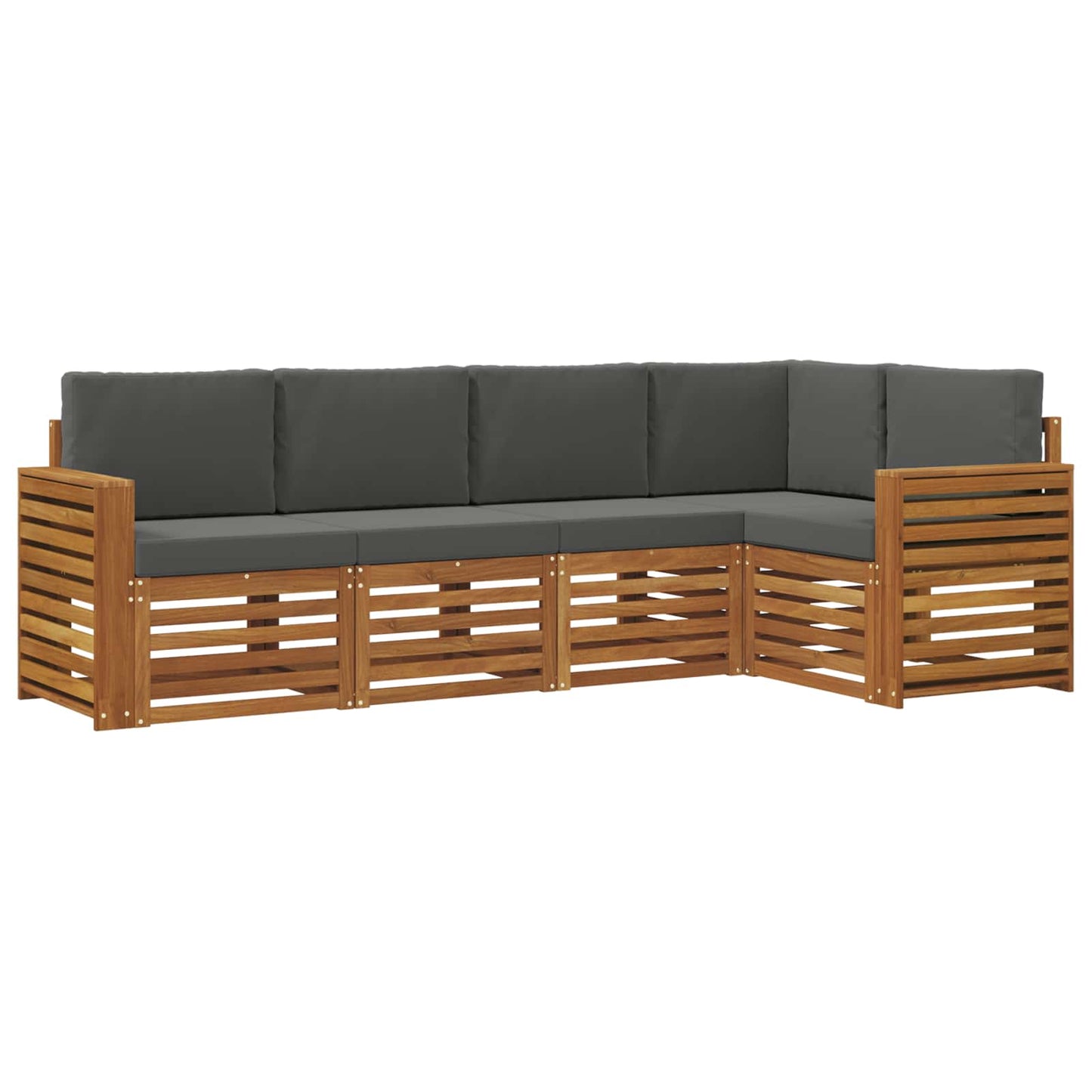 vidaXL Σαλονάκι Γωνιακού Καναπέ με μαξιλάρι 5 pcs Φυσικό και Ανθρακί
