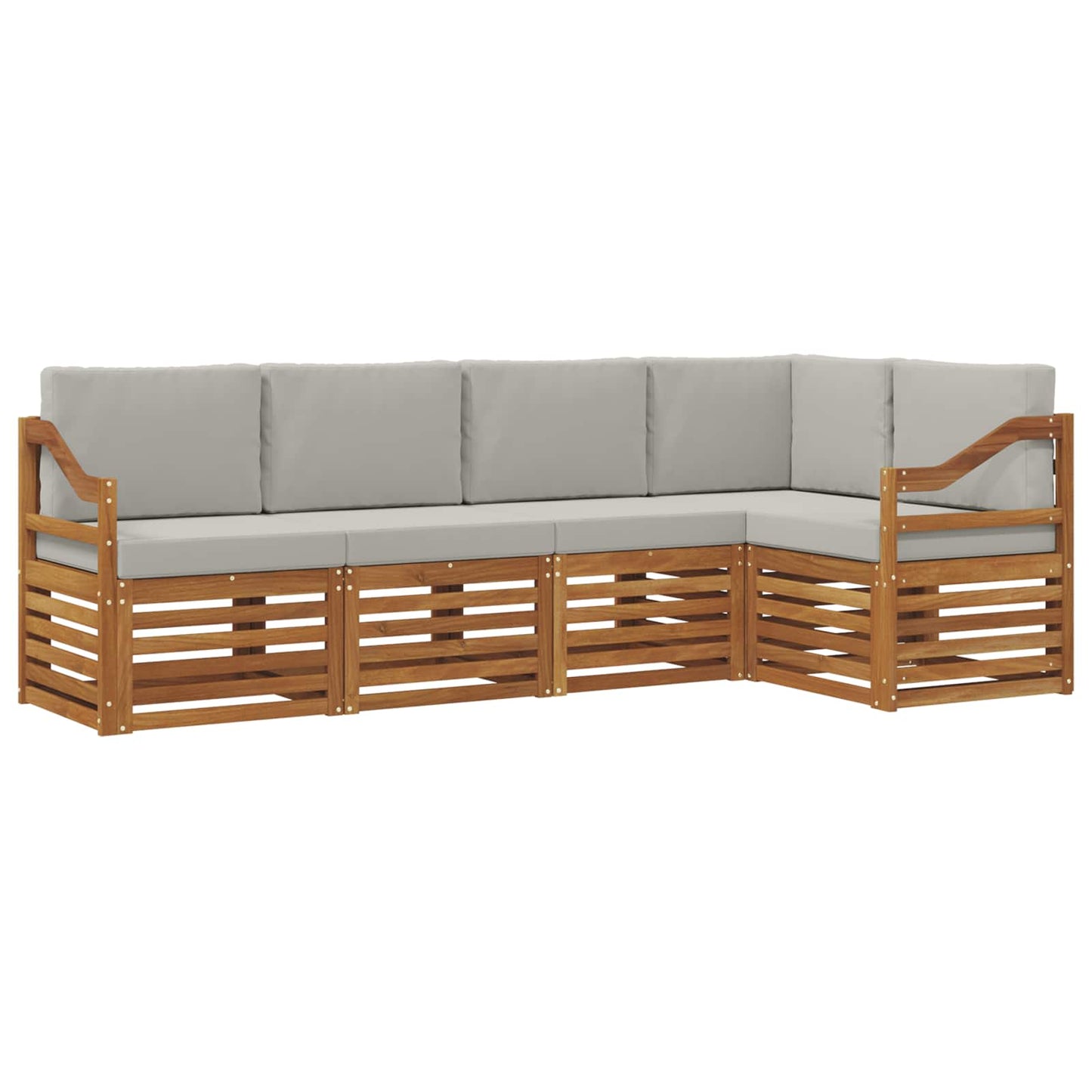 vidaXL Σαλονάκι Γωνιακού Καναπέ 5 pcs Φυσικό και Ανοιχτό Γκρι